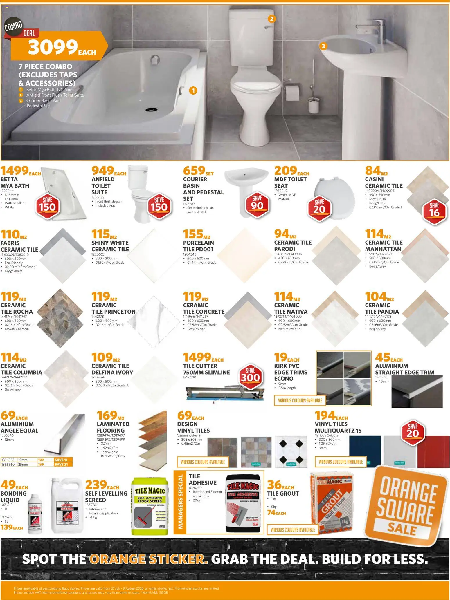 New BUCO catalogue – valid from 27/07/2026 | Page: 5 | Products: Cutter, Tile grout, Toilet, Basin