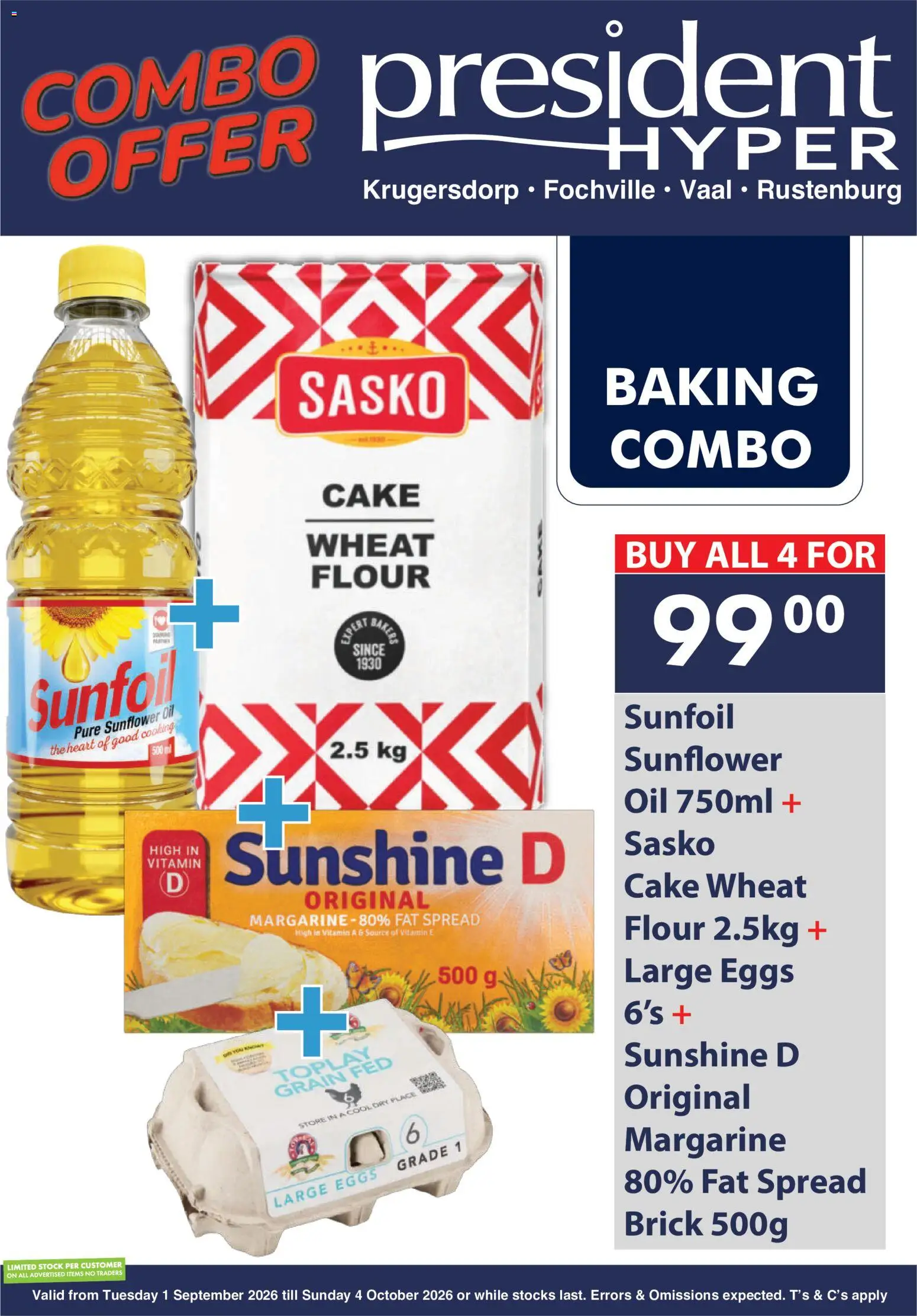 New President Hyper catalogue – valid from 01/09/2026 | Page: 1 | Products: Flour, Eggs, Stock, Fat spread