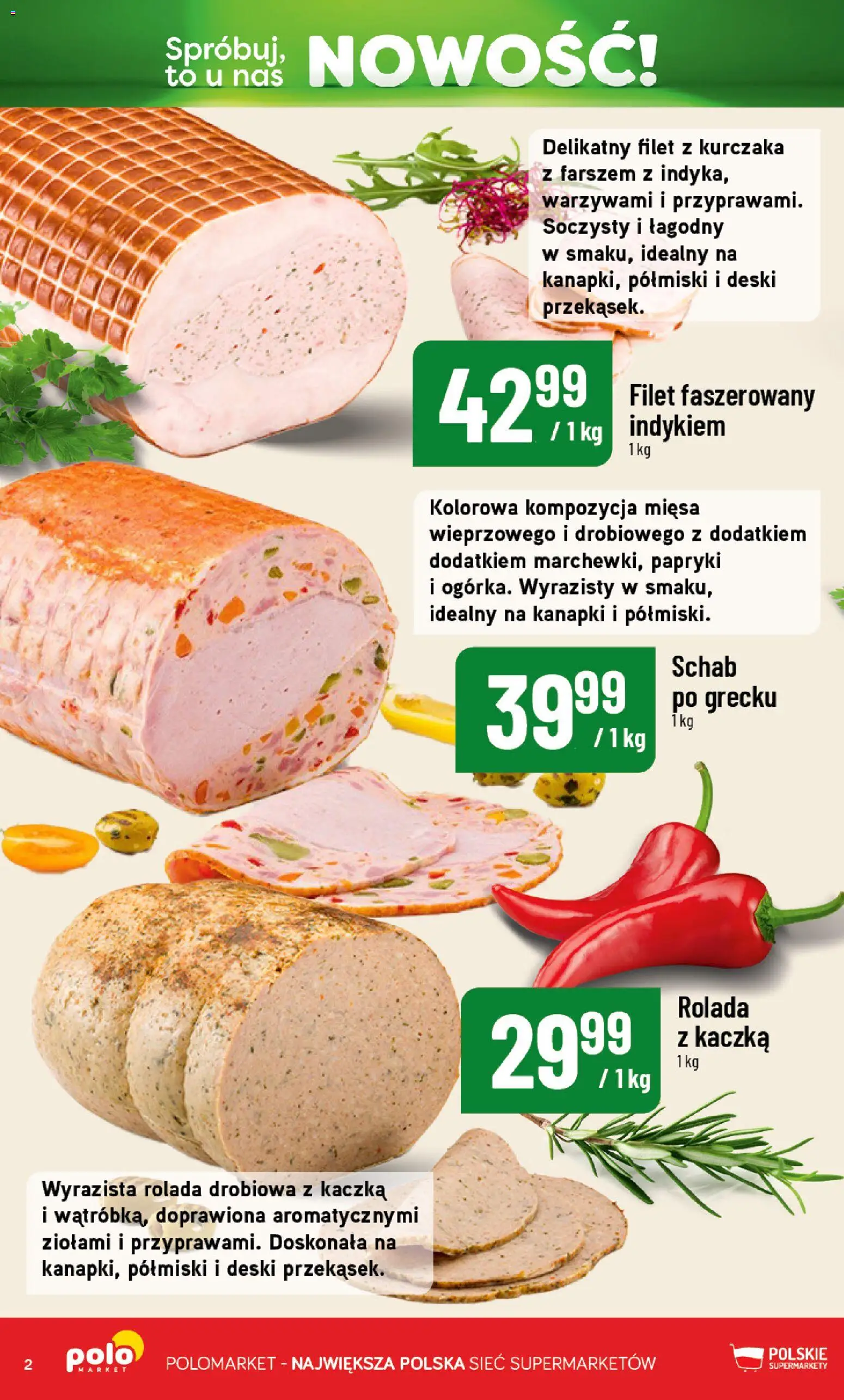Nowa POLOmarket gazetka od jutra 11.09.2026 | Strona: 2 | Produkty: Papryki, Rolada, Kaczka, Filet z kurczaka