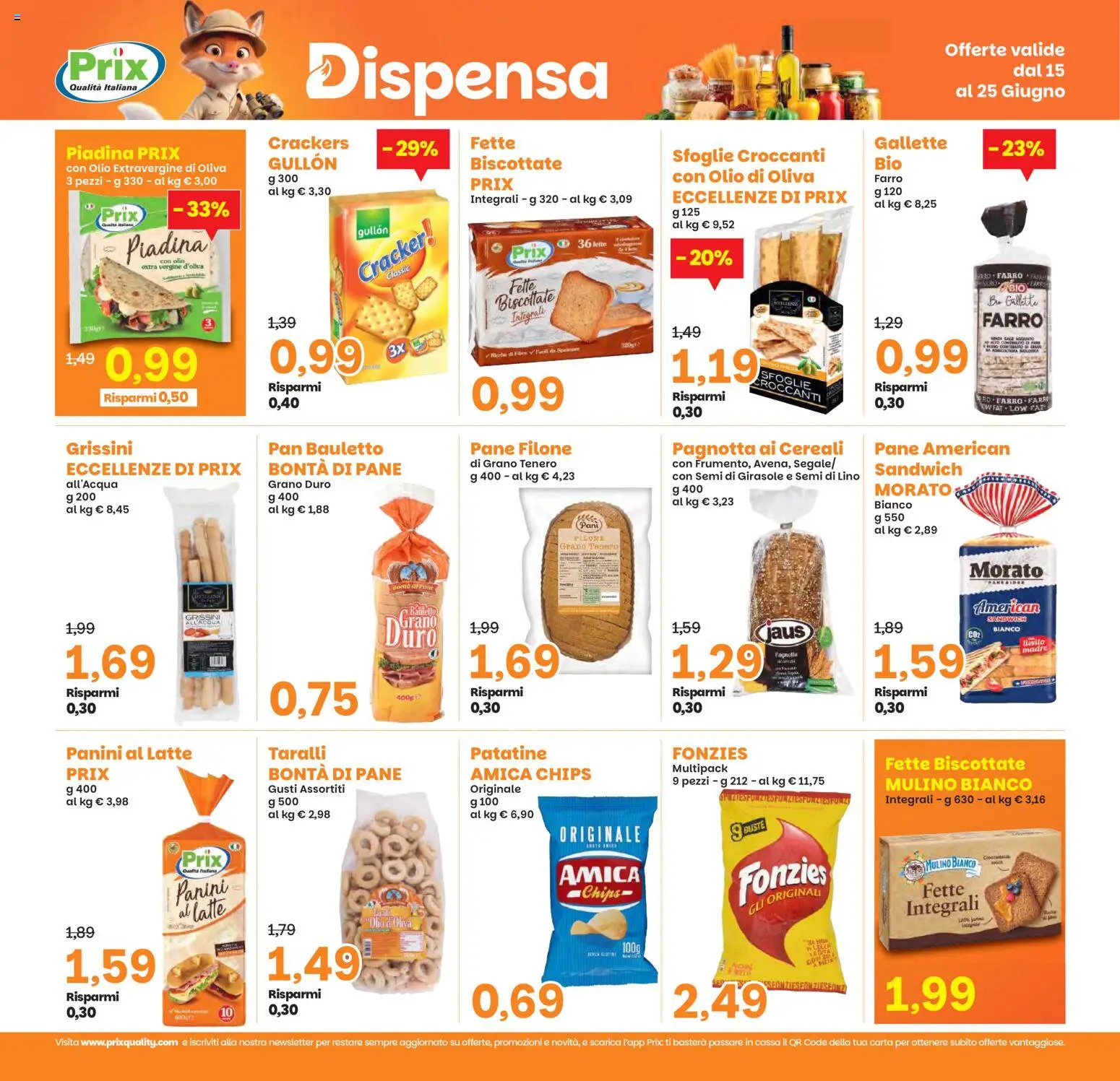 Volantino Prix del 15.06.2026 | Pagina: 16 | Prodotti: Olio, Crackers, Grissini, Farro