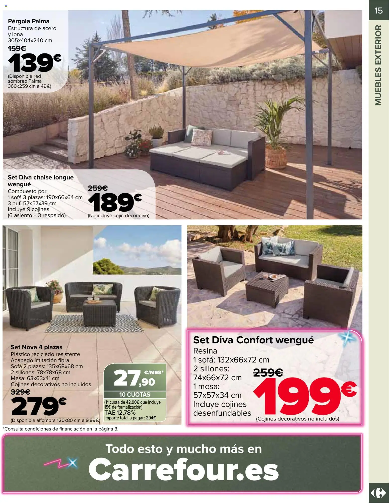 Carrefour Jardin │ válido desde el 14.04.2026 | Página: 15 | Productos: Muebles, Cojín, Sofá, Alfombra