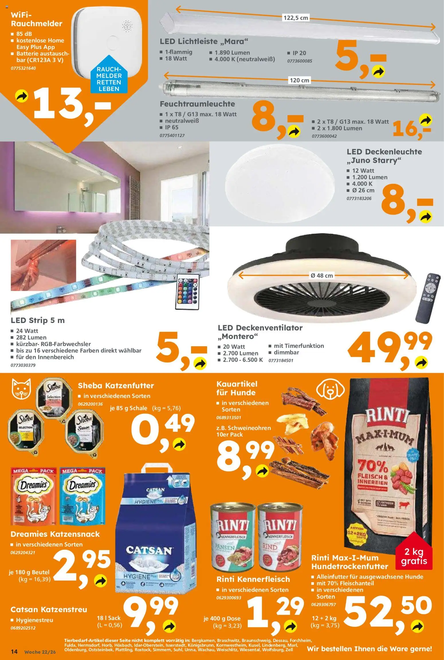Globus Baumarkt Prospekt – gültig ab 26.05.2026 | Seite: 14 | Produkte: Catsan, Sheba, Katzenfutter, Batterie