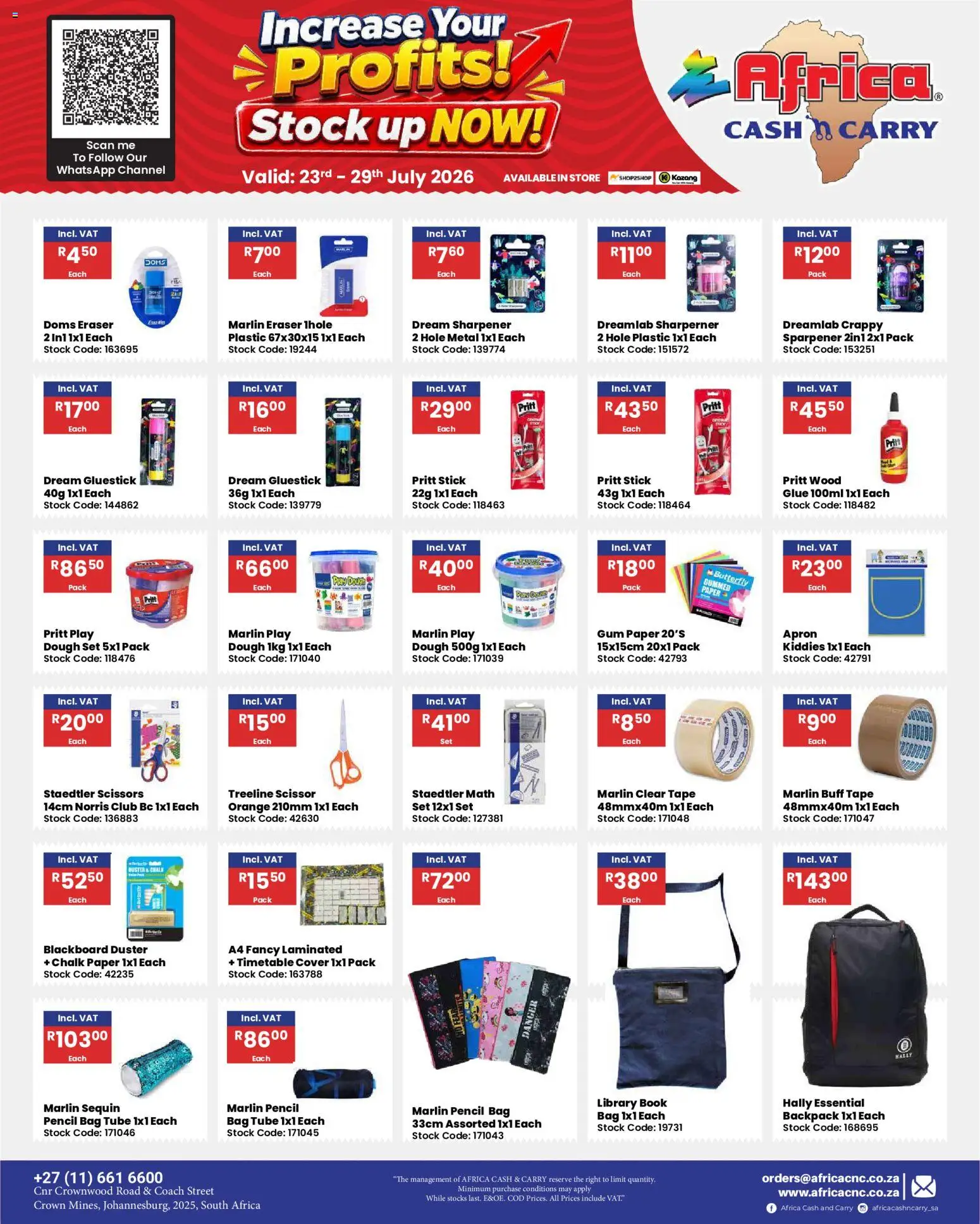 New Africa Cash & Carry catalogue – valid from 23/07/2026 | Page: 61 | Products: Bag, Touca de banho, Paper, Tape