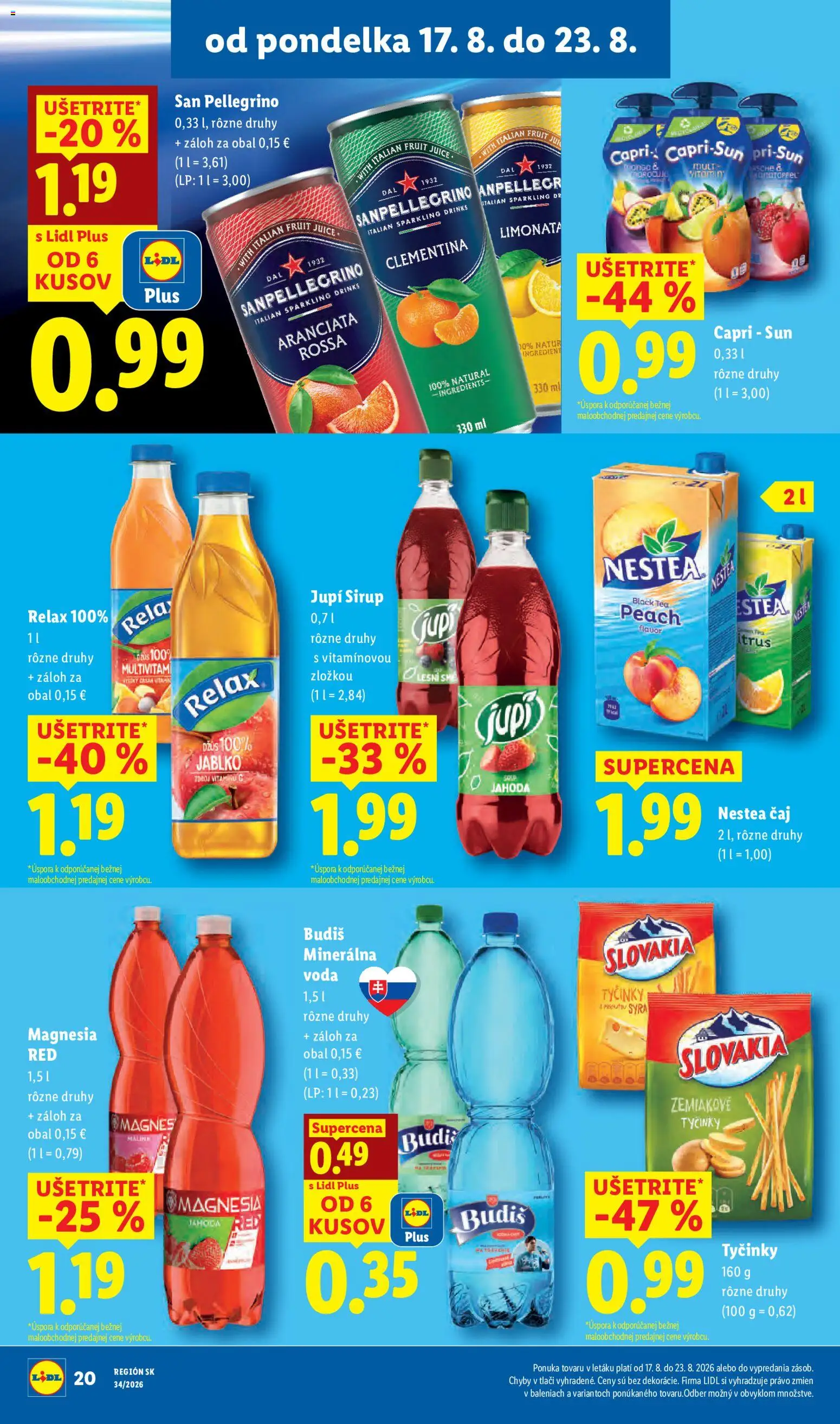 Nové Lidl akcie – leták je platný od 17.08.2026 | Strana: 24 | Produkty: Džús, Budiš, Magnesia, Capri-Sun