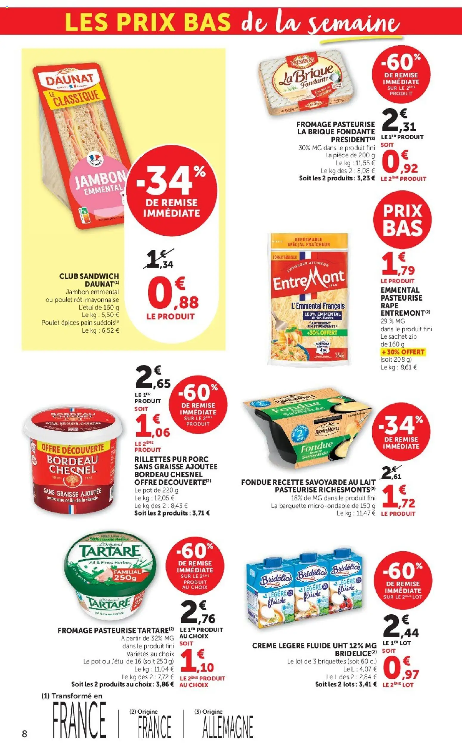 {H1} | Page: 8 | Produits: Brique, Épices, Lait, Fromage