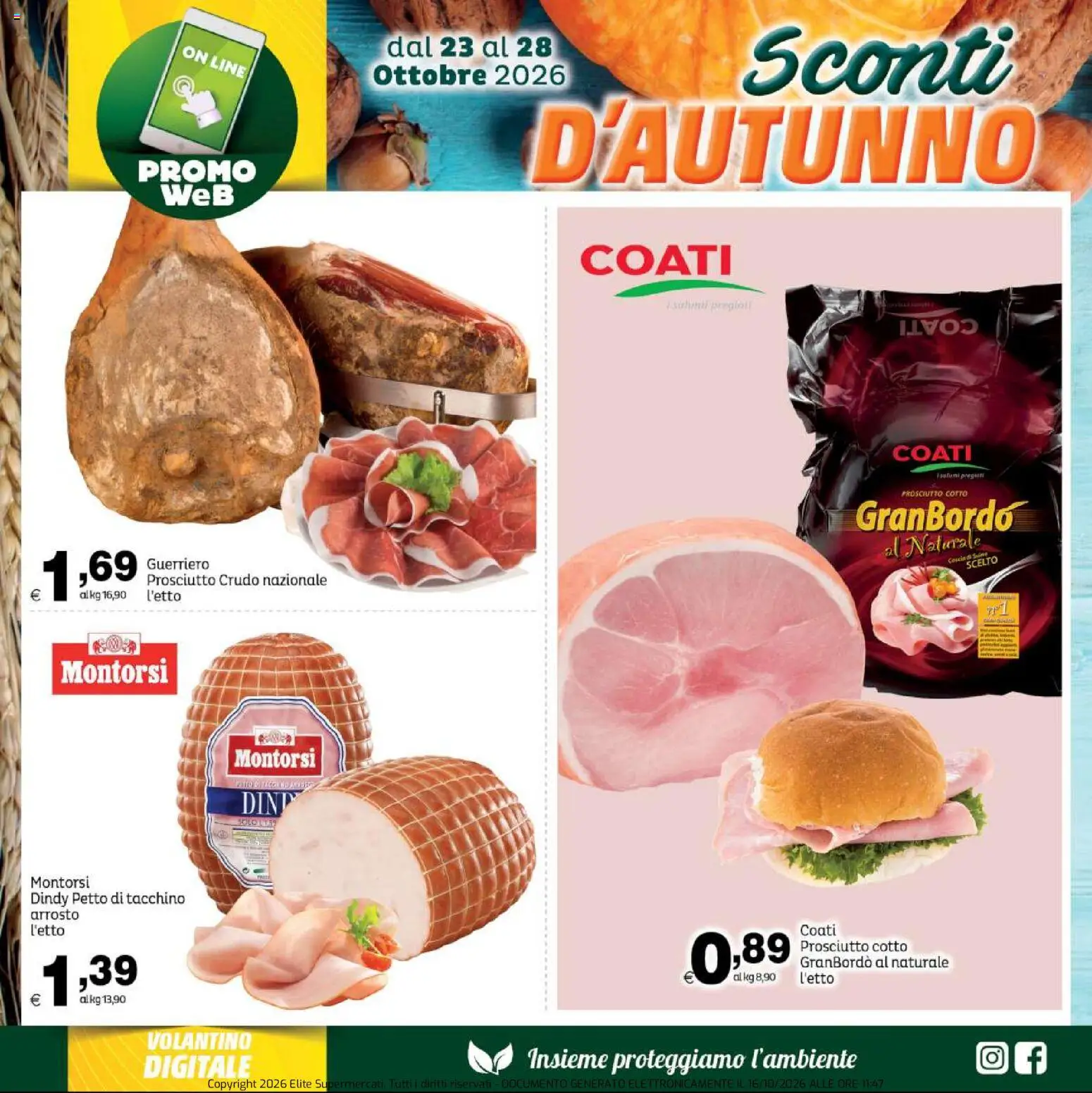Volantino Elite Supermercati del 23/10/2026 | Pagina: 6 | Prodotti: Arrosto, Prosciutto Cotto, Tacchino, Petto di tacchino
