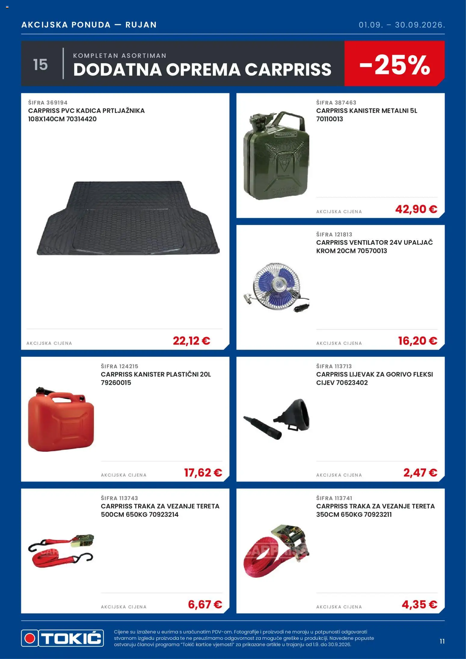 Tokić katalog | vrijedi od 01.09.2026 | Stranica: 12 | Proizvodi: Ventilator, Upaljač, Kanister