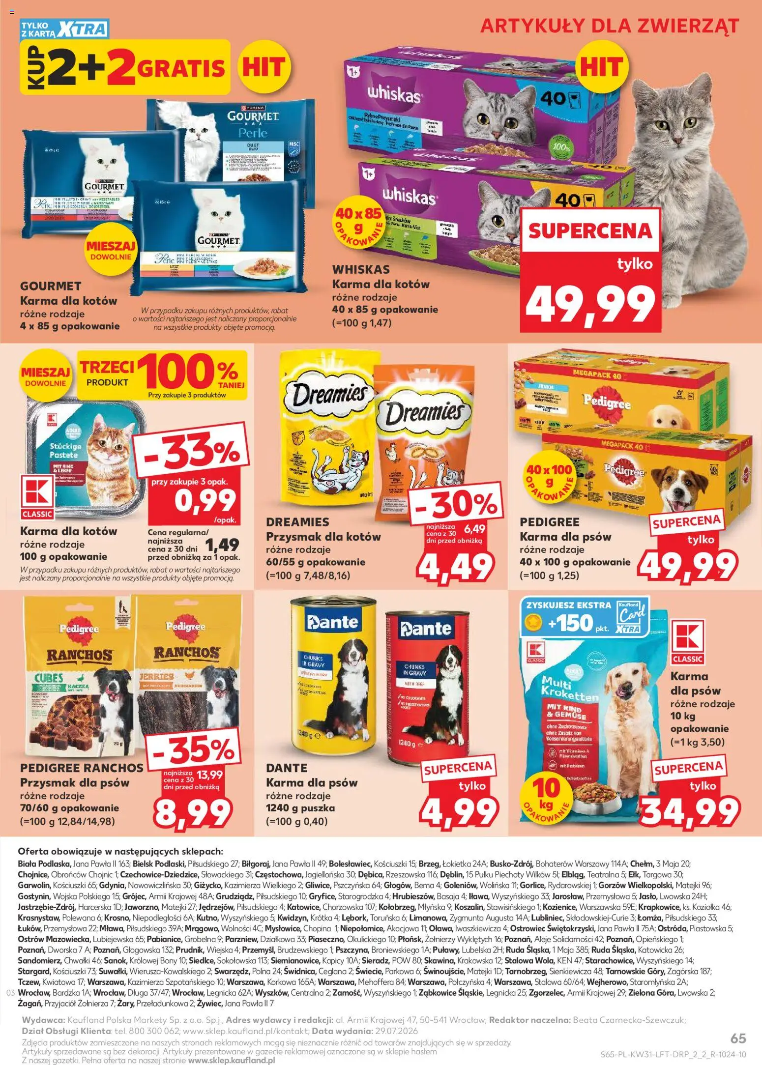 Kaufland gazetka od 30.07.2026 | Strona: 65 | Produkty: Karta, Whiskas, Pedigree, Karma