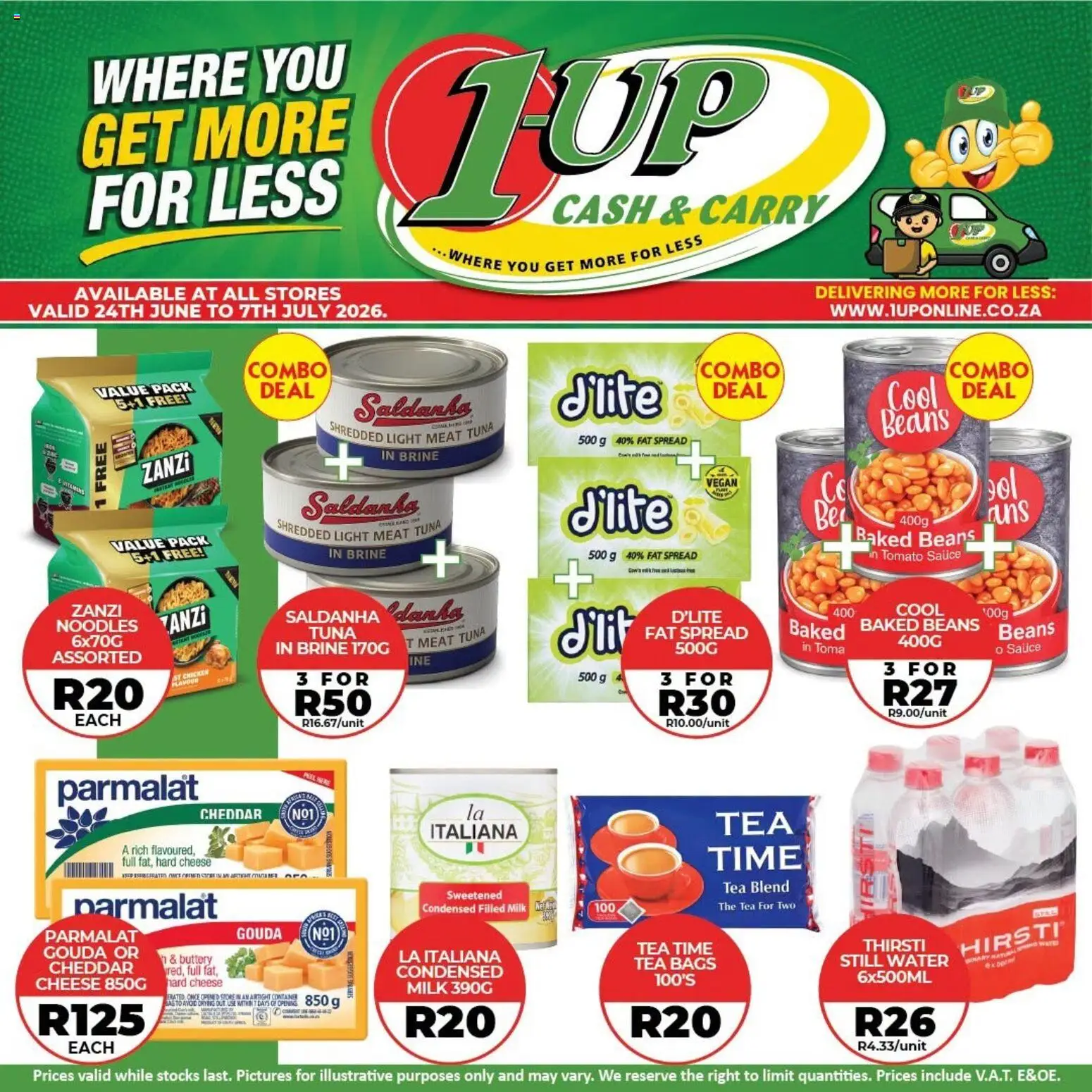New 1UP Cash & Carry catalogue – valid from 24/06/2026 | Page: 8 | Products: Baked beans, Chicken, Tomato sauce, Fat spread