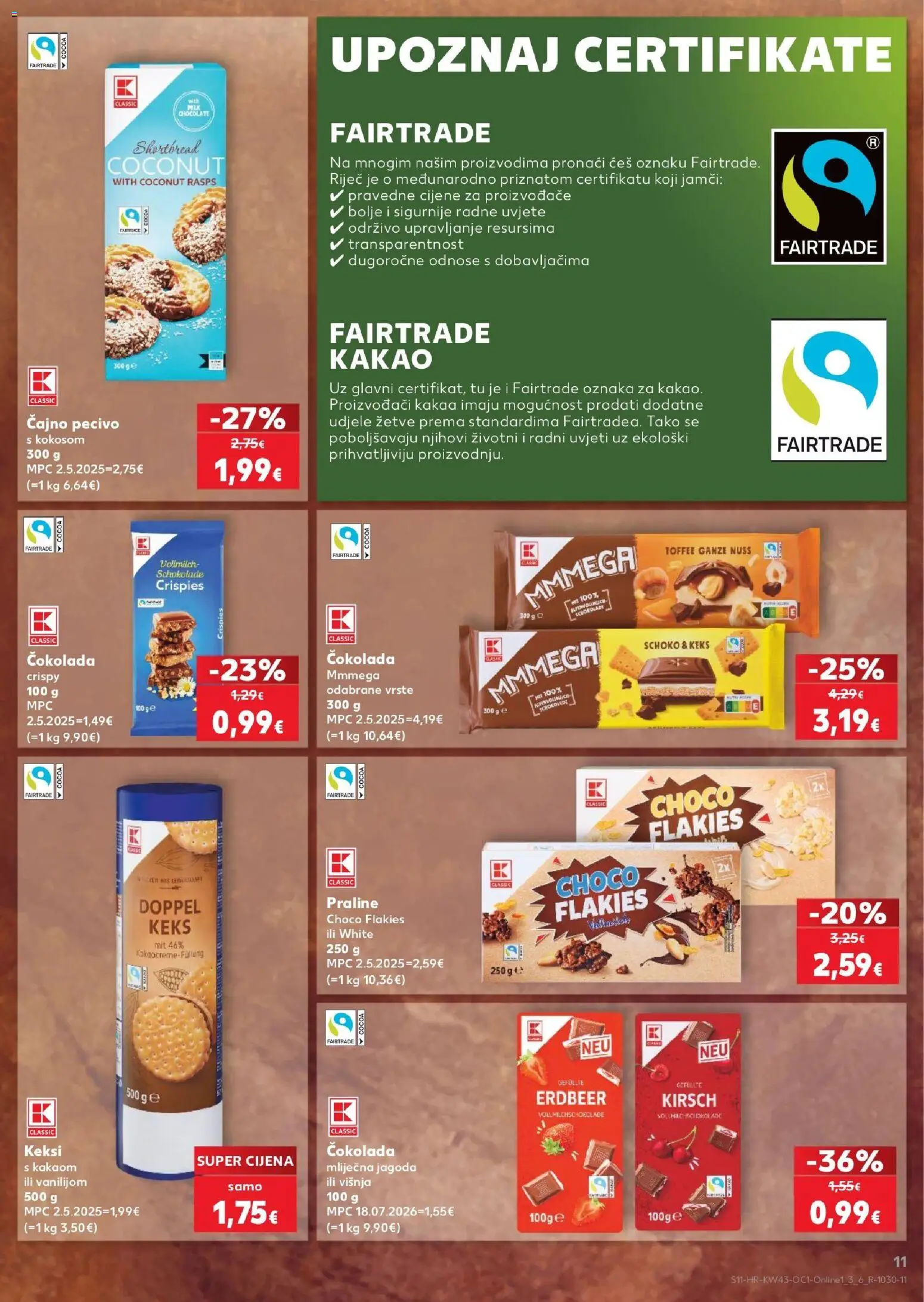 Kaufland HR akciós ujság - amely érvényes a következő dátumtól: 2026.10.21. | Oldal: 11 | Termékek: Kakaó, Praliné
