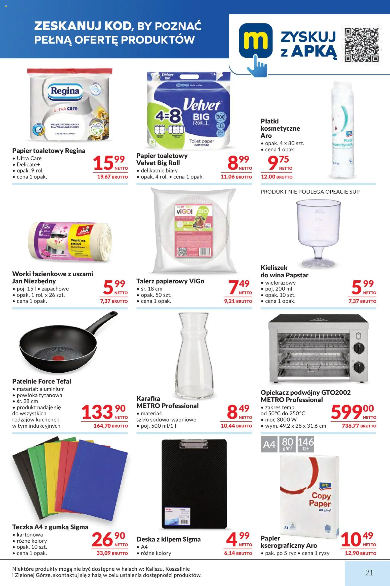 Makro gazetka od 04.08.2026 | Strona: 21 | Produkty: Worki na śmieci, Opiekacz, Patelnie, Płatki