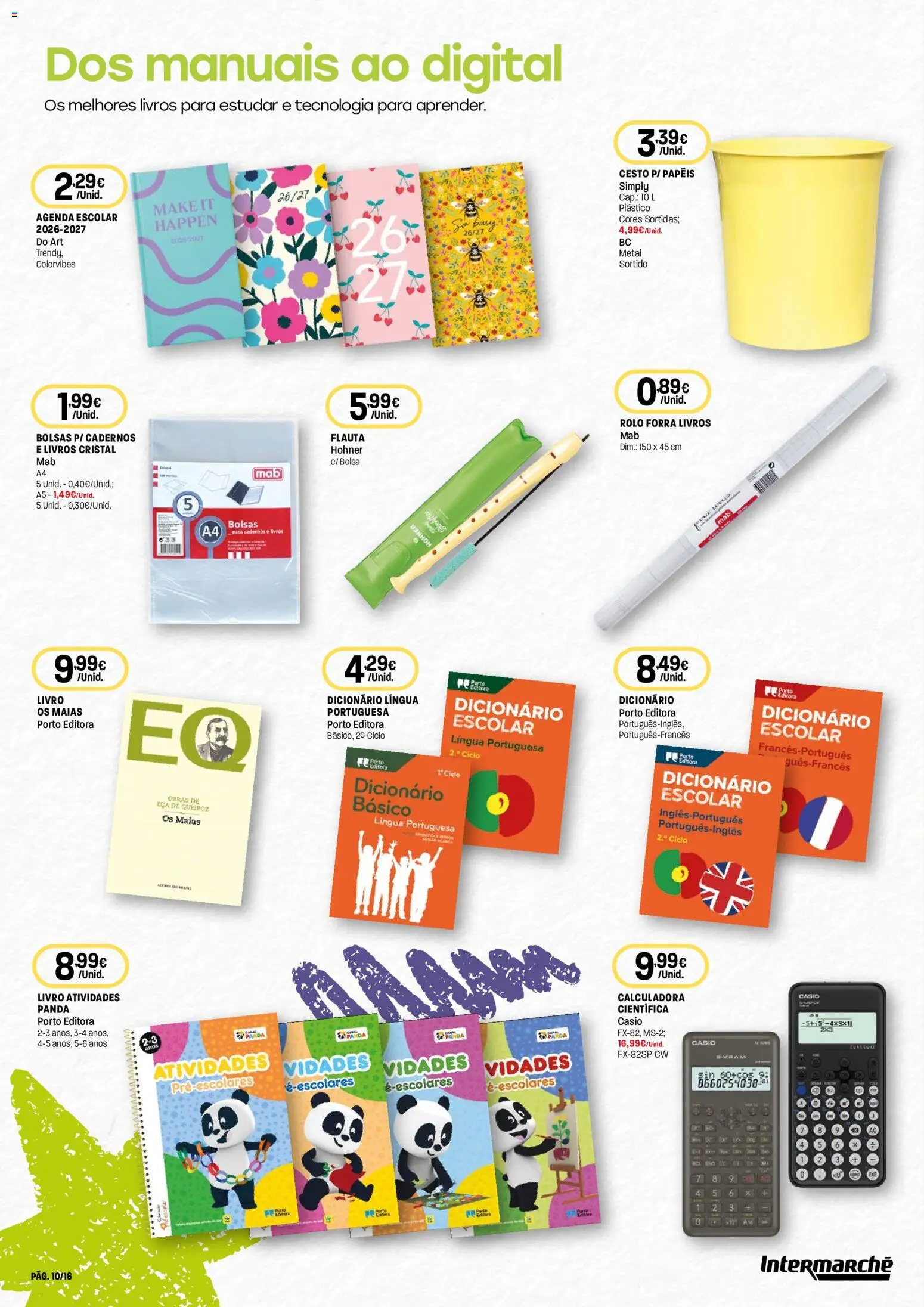 Intermarché Especial Regresso às Aulas │ válido de 20/08/2026 | Página: 10 | Produtos: Bolsa, Calculadora, Cadernos, Livros