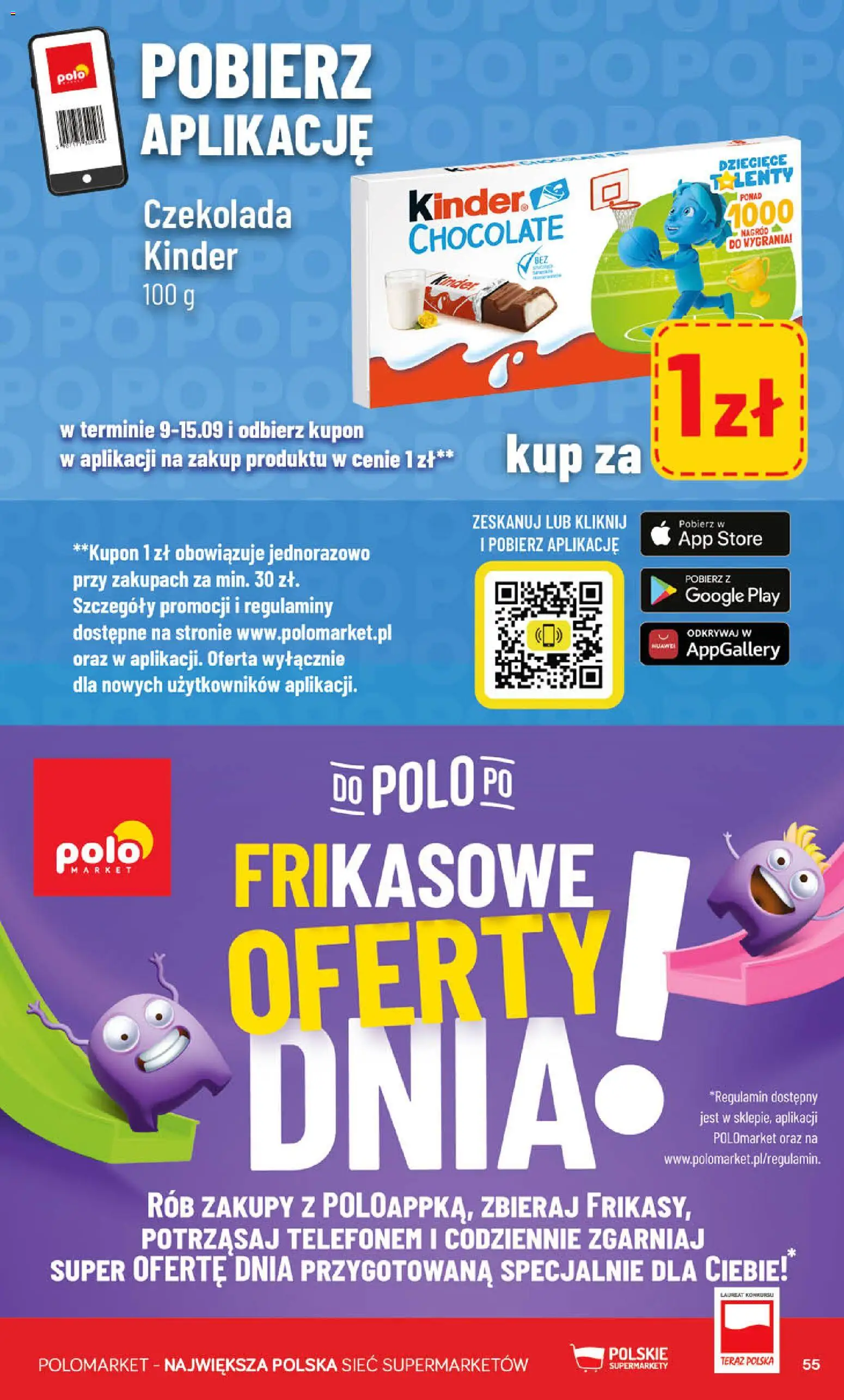 POLOmarket gazetka od 09.09.2026 | Strona: 55 | Produkty: Czekolada, Kinder Chocolate
