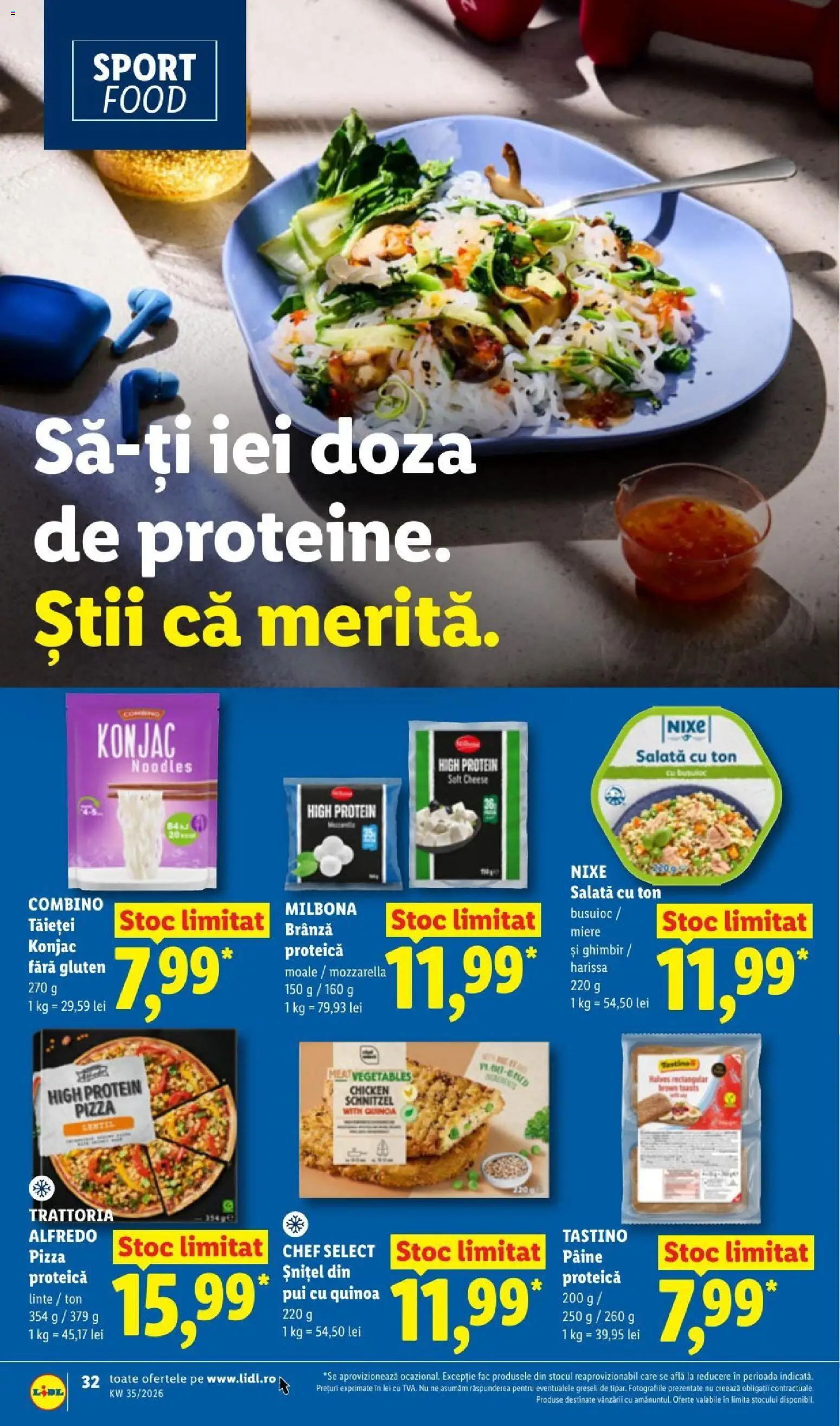 Noul catalog Lidl – valabil de la 24.08.2026 | Pagină: 32 | Produse: Miere, Pâine, Pizza, Noodles