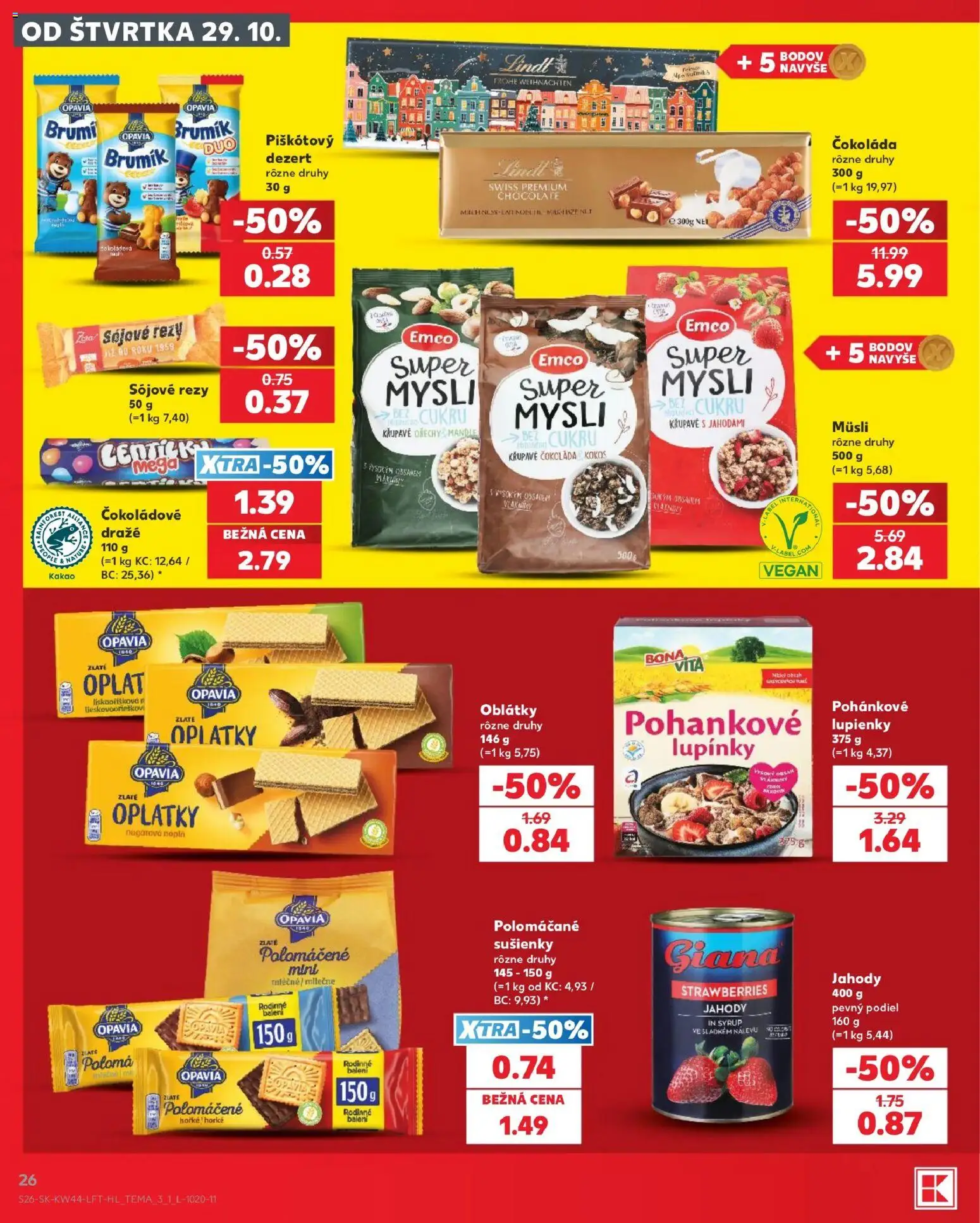 Nové Kaufland akcie – leták je platný od 29.10.2026 | Strana: 26 | Produkty: Sušienky, Jahody, Mandle, Kakao