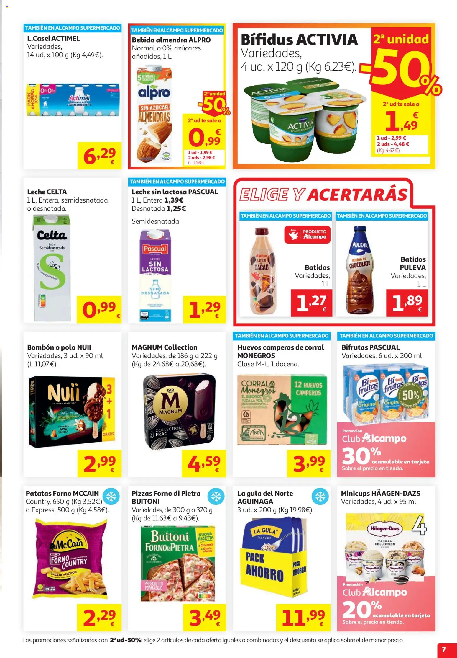 Alcampo HP Unico No Litoral │ válido desde el 29/07/2026 | Página: 7 | Productos: Leche sin lactosa, Huevos, Té, Φρυγανιές σικάλεως
