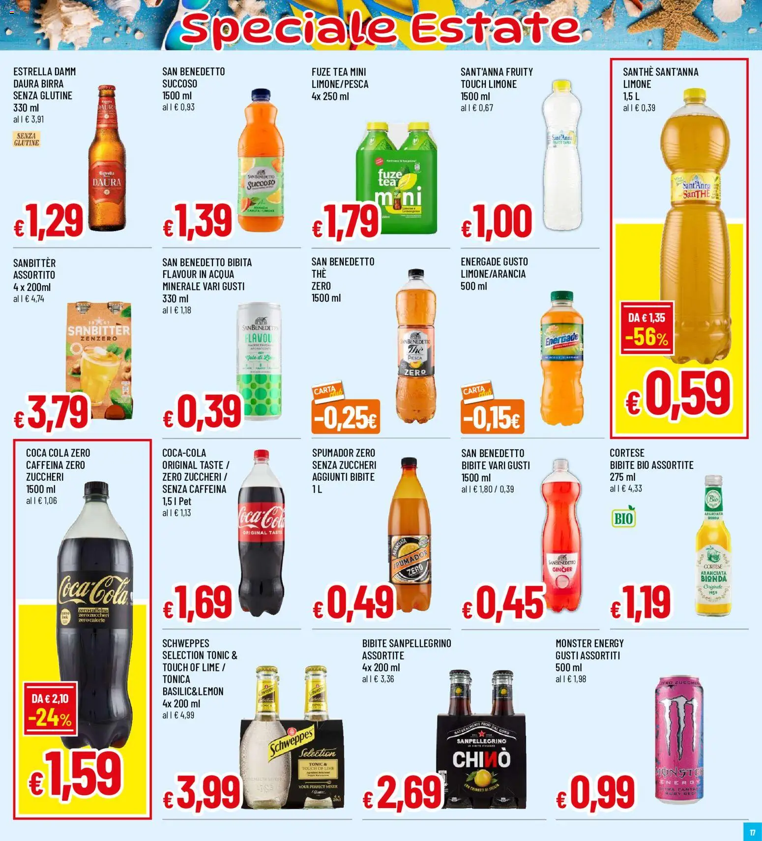Volantino Famila del 30/07/2026 | Pagina: 17 | Prodotti: Senza glutine, Acqua, Lime, Coca Cola Zero