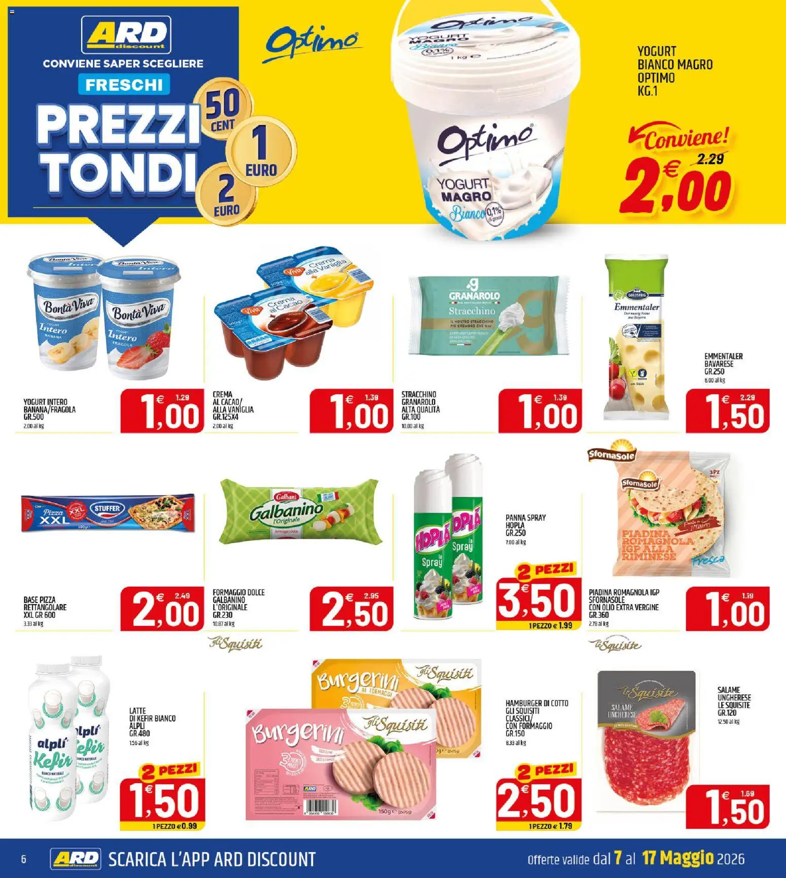 Volantino ARD Discount del 07.05.2026 | Pagina: 6 | Prodotti: Crema, Salame, Pizza, Cacao