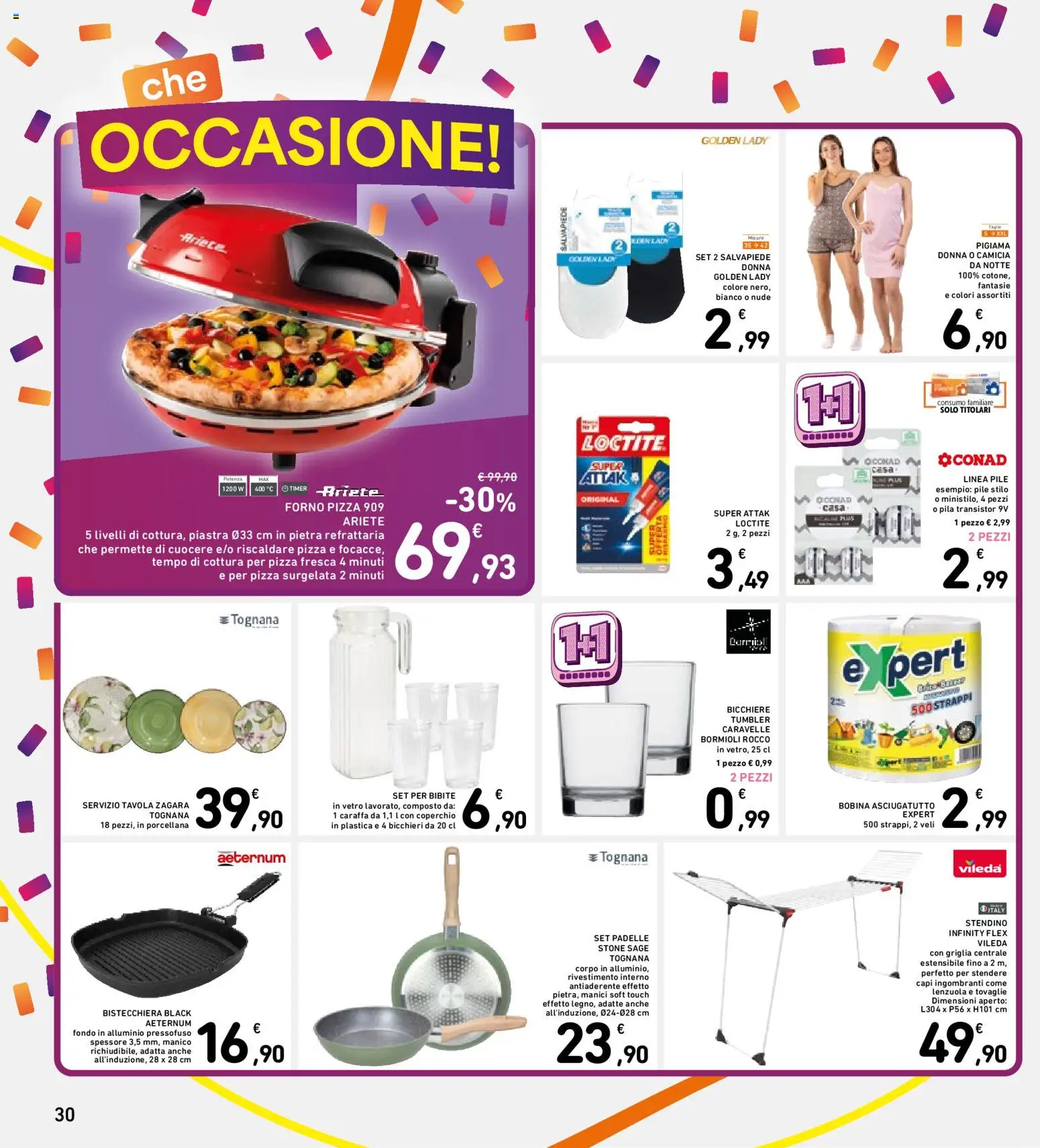 Volantino Spazio Conad del 16.06.2026 | Pagina: 30 | Prodotti: Pile, Pigiama, Bibite, Stendino