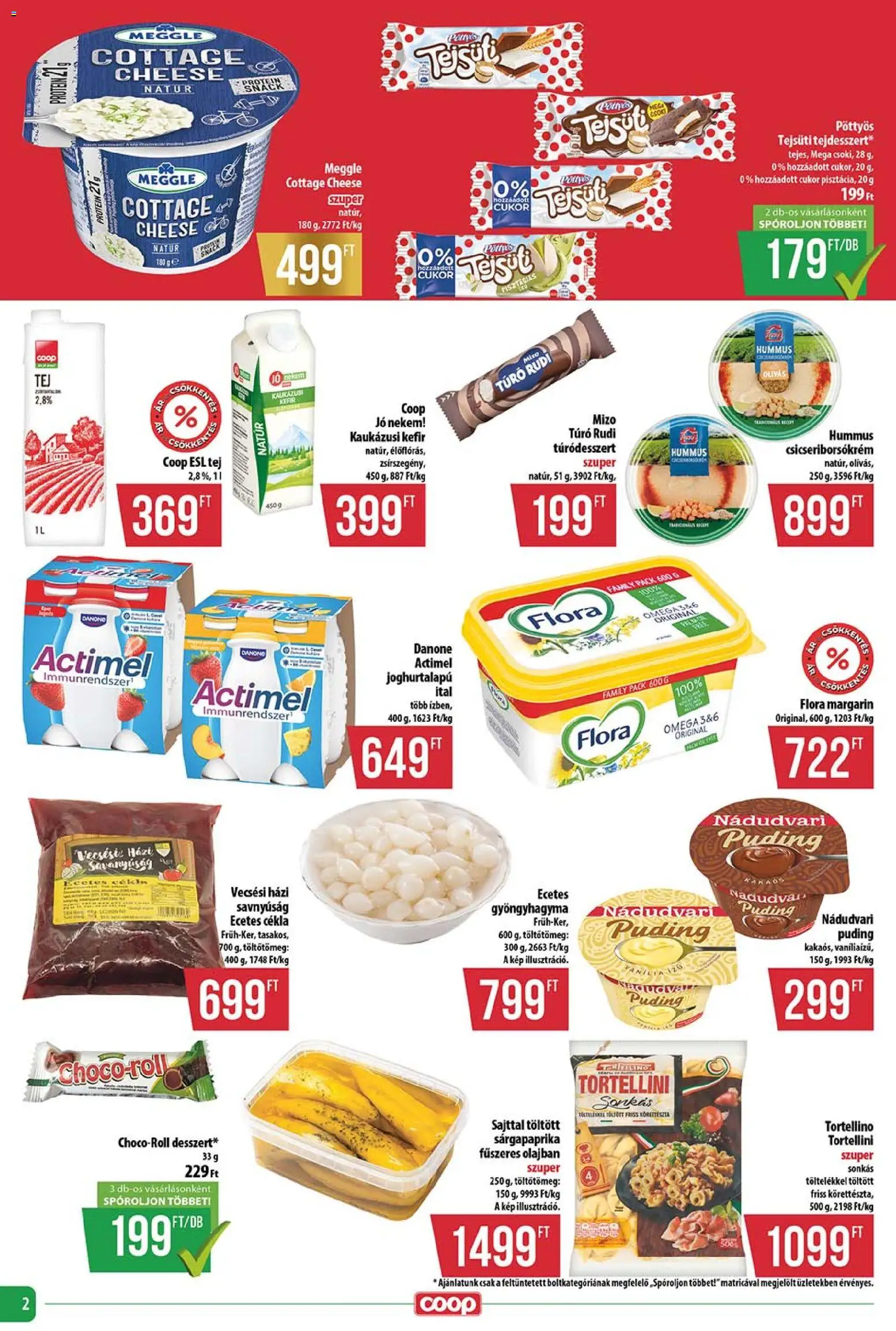COOP akciós ujság - amely érvényes a következő dátumtól: 2026.10.15. | Oldal: 2 | Termékek: Margarin, Danone, Tortellini, Kaukázusi kefír
