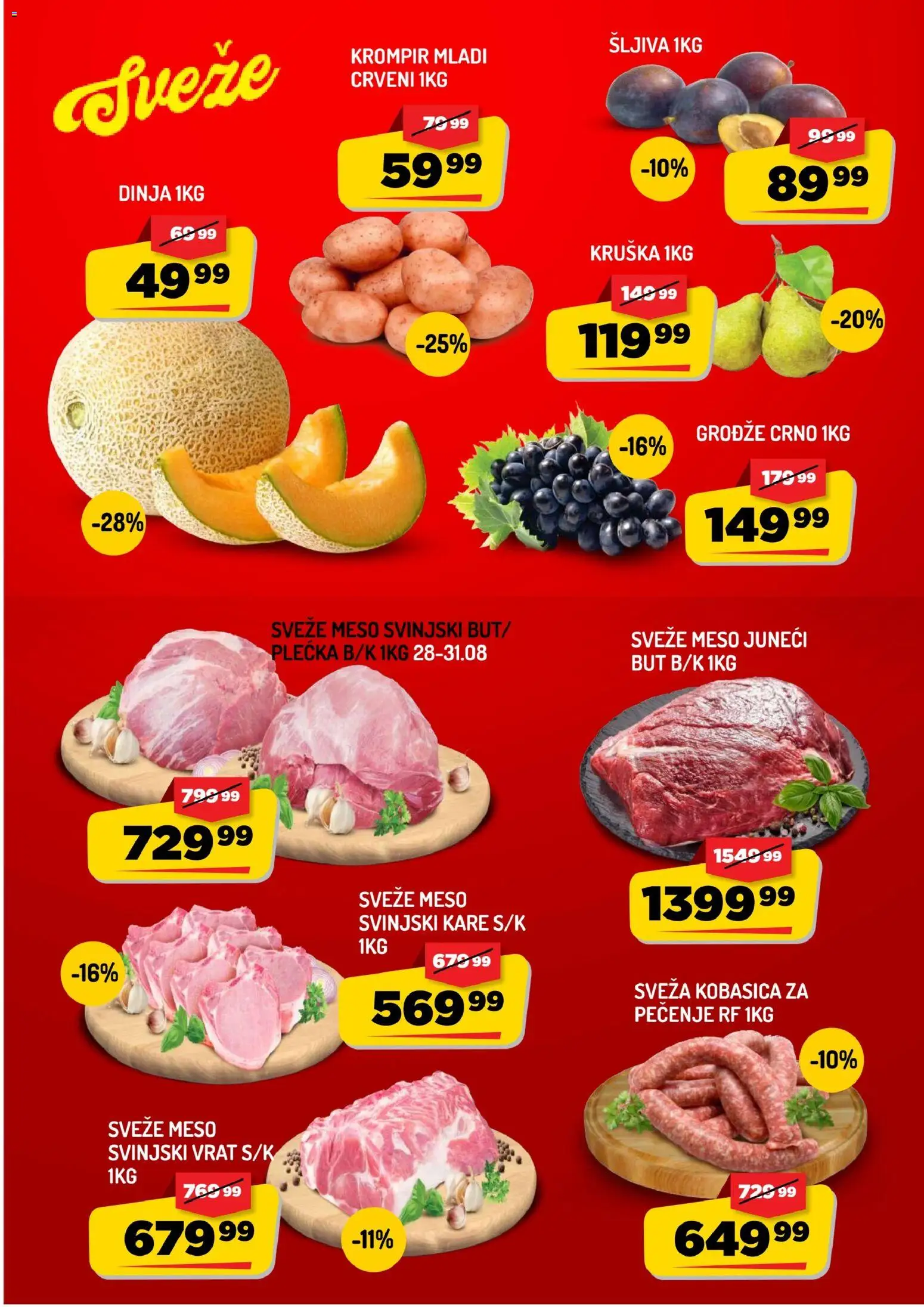 Aman katalog - važi od 28.08.2026 | Strana: 2 | Proizvode: Crveni krompir, Svinjski kare, Grožđe, Vrat