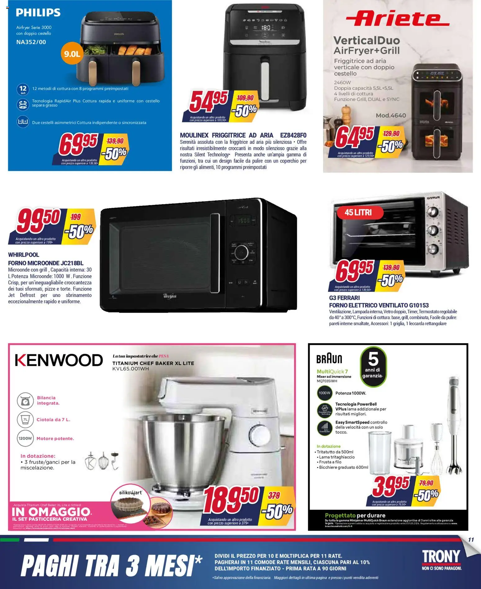 Volantino Trony del 28.04.2026 | Pagina: 11 | Prodotti: Forno, Mixer, Friggitrice, Ciotola