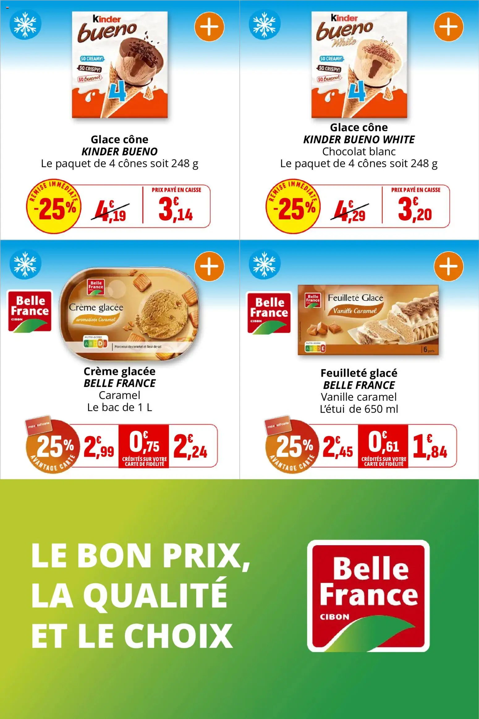 {H1} | Page: 9 | Produits: Sel, Kinder Bueno, Cônes, Chocolat
