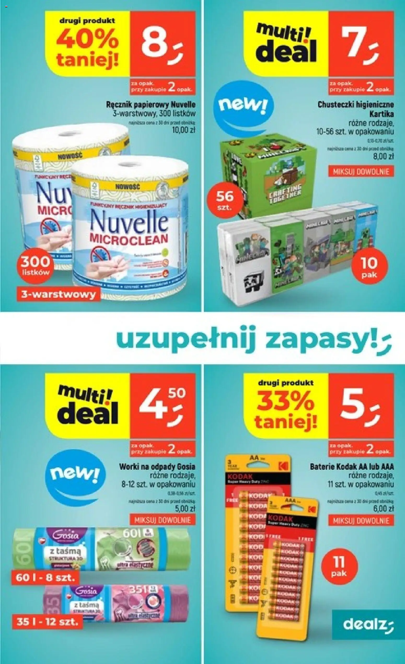 Dealz gazetka od 30.07.2026 | Strona: 21 | Produkty: Chusteczki, Baterie, Chusteczki higieniczne, Ręcznik papierowy