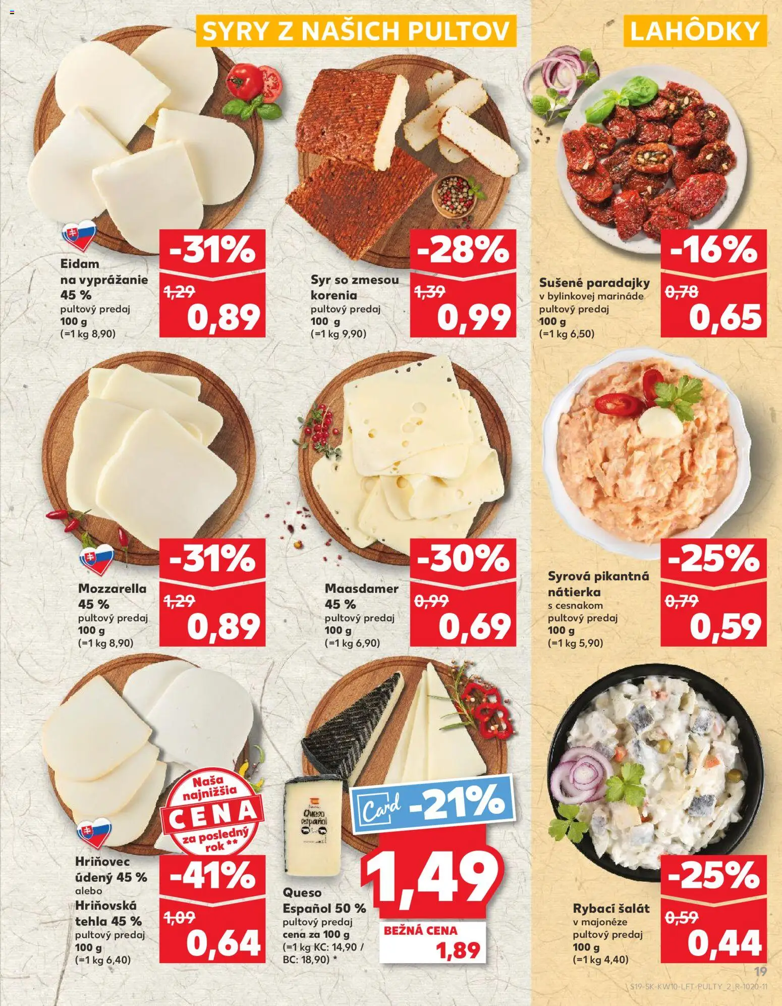 Kaufland SK akciós ujság - amely érvényes a következő dátumtól: 2026.03.05. | Oldal: 19 | Termékek: Mozzarella, Só