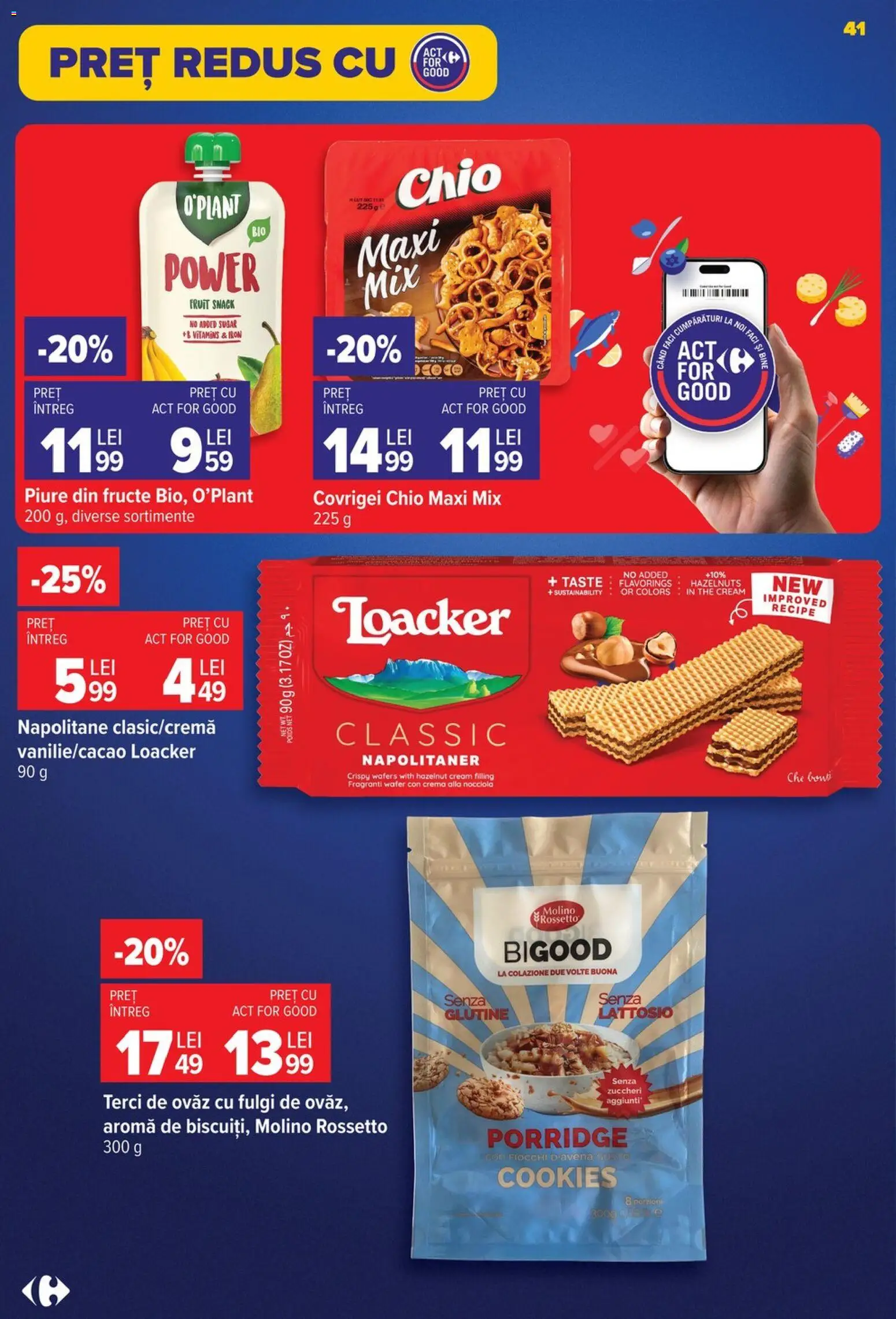 Noul catalog Carrefour – valabil de la 24.06.2026 | Pagină: 41 | Produse: Napolitane, Covrigei, Fulgi, Fructe