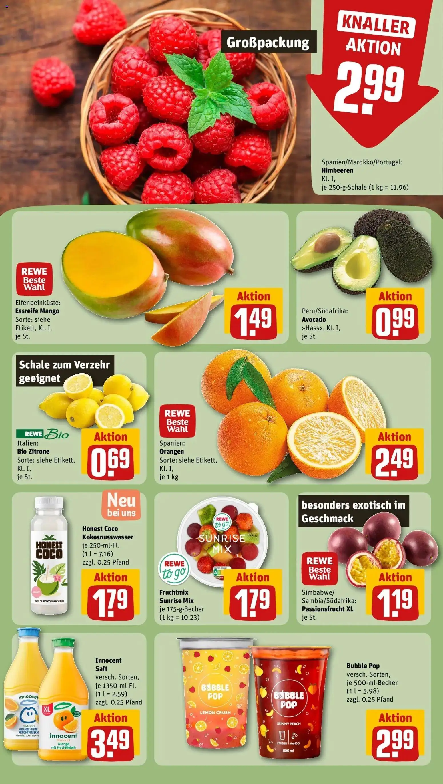 Rewe Prospekt Euerbach	 – gültig ab 27.04.2026 | Seite: 6 | Produkte: Himbeeren, Zucker, Mango, Pfirsich