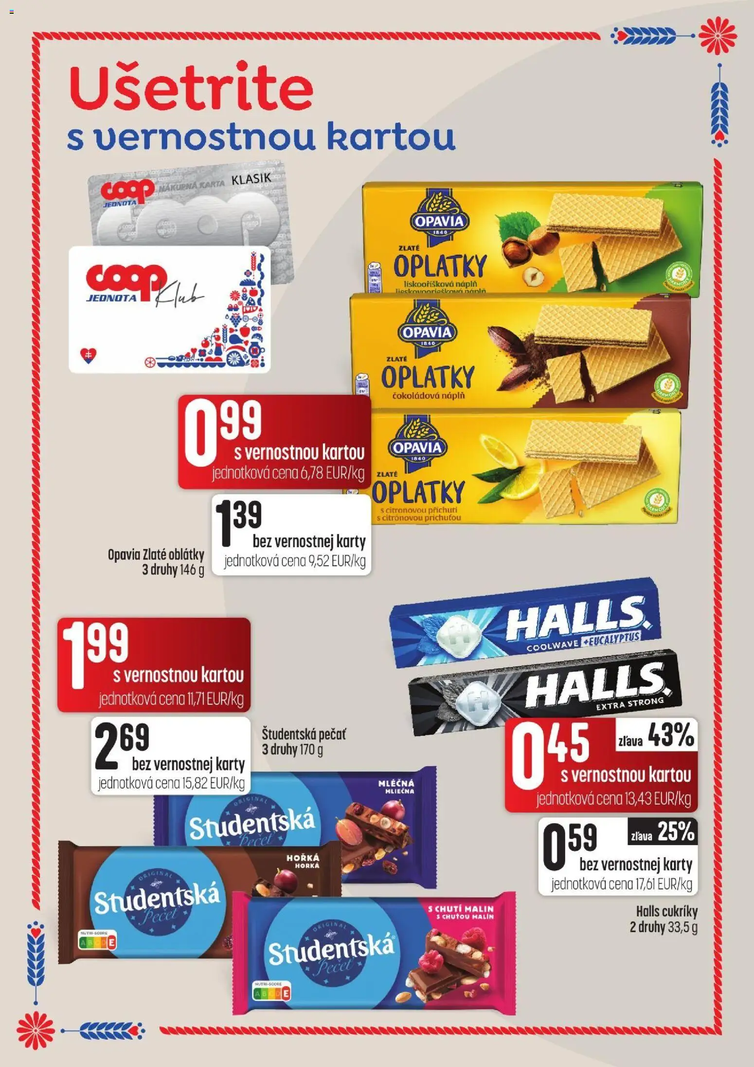 Nové COOP Jednota akcie – leták je platný od 15.10.2026 | Strana: 33 | Produkty: Oblátky, Cukríky, Študentská pečať
