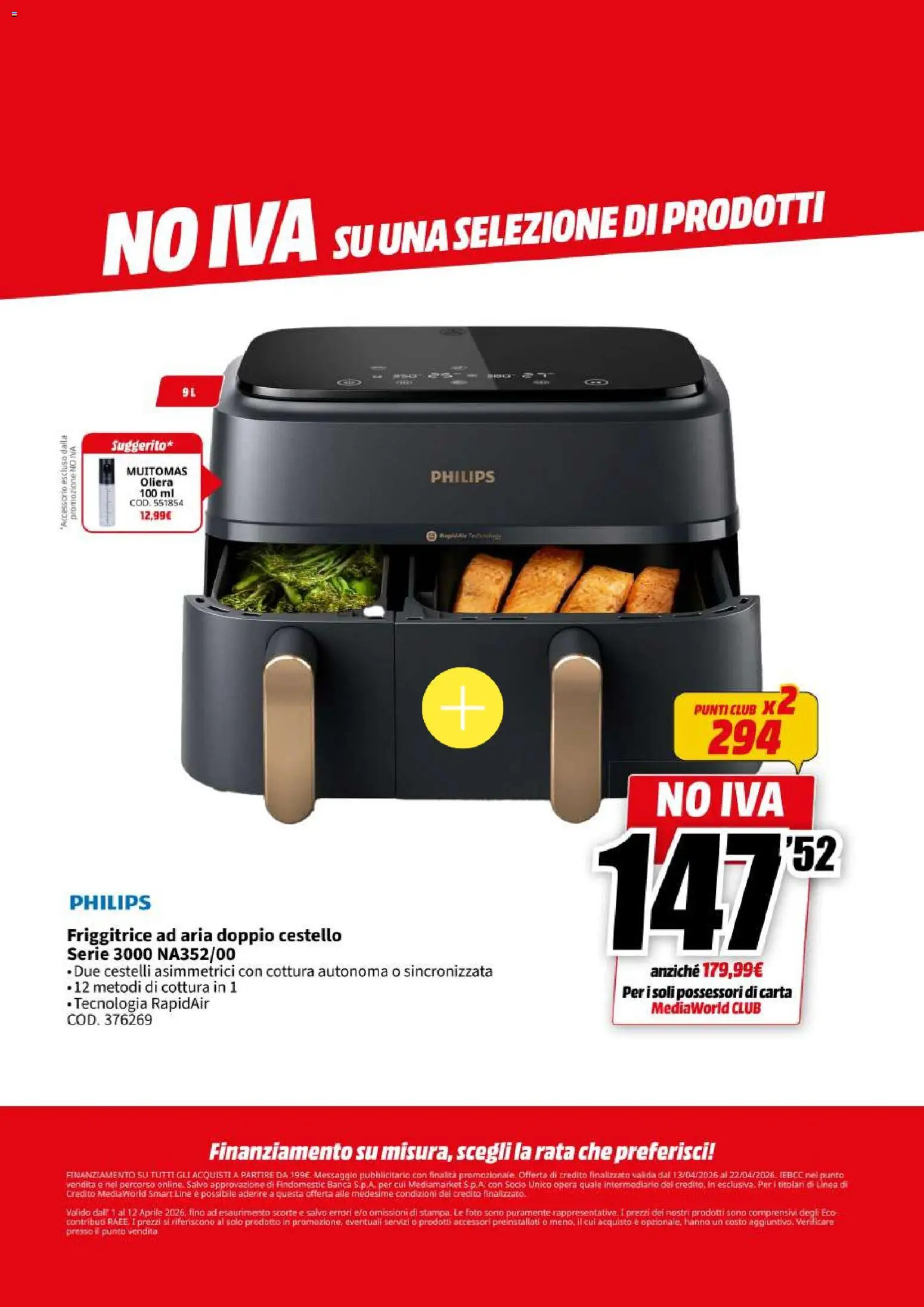 Volantino Media World del 13.04.2026 | Pagina: 50 | Prodotti: Friggitrice ad aria, Friggitrice
