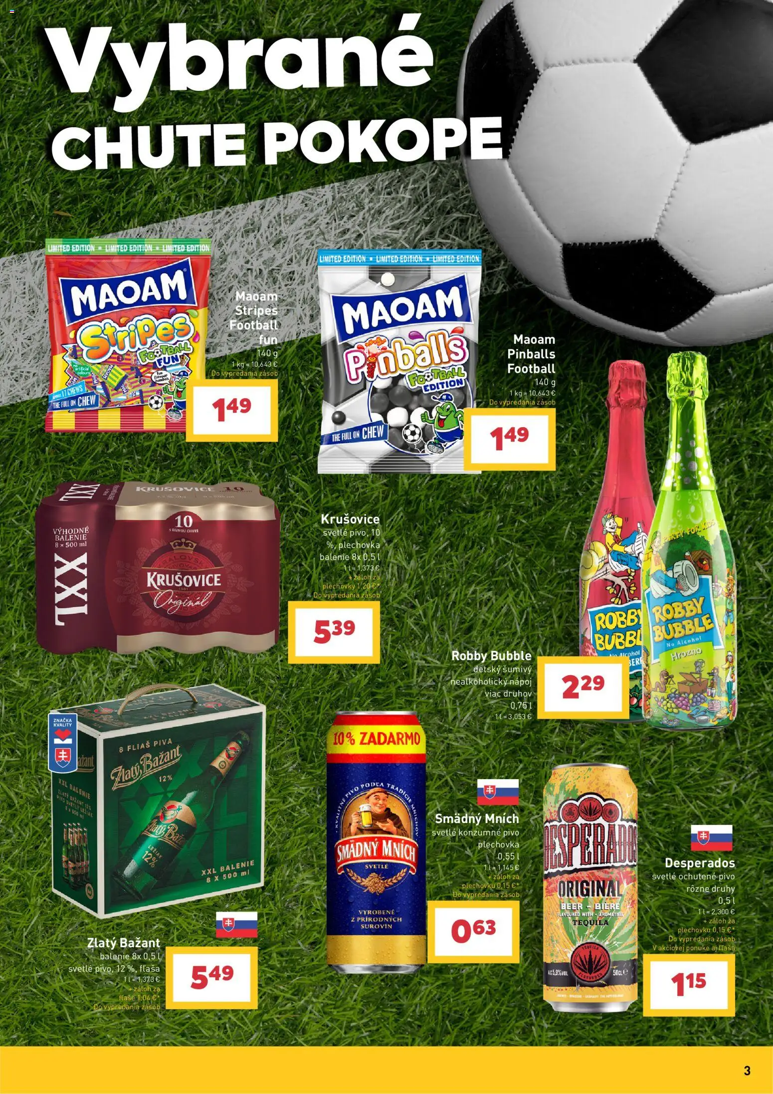 Nové Billa akcie – leták je platný od 10.06.2026 | Strana: 3 | Produkty: Pivo, Krušovice, Zlatý Bažant, Smädný Mních