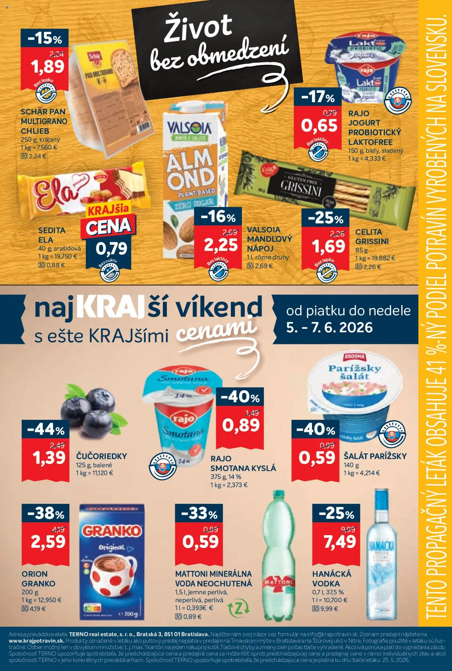 Nové Kraj akcie – leták je platný od 04.06.2026 | Strana: 18 | Produkty: Smotana, Mattoni, Vodka, Voda