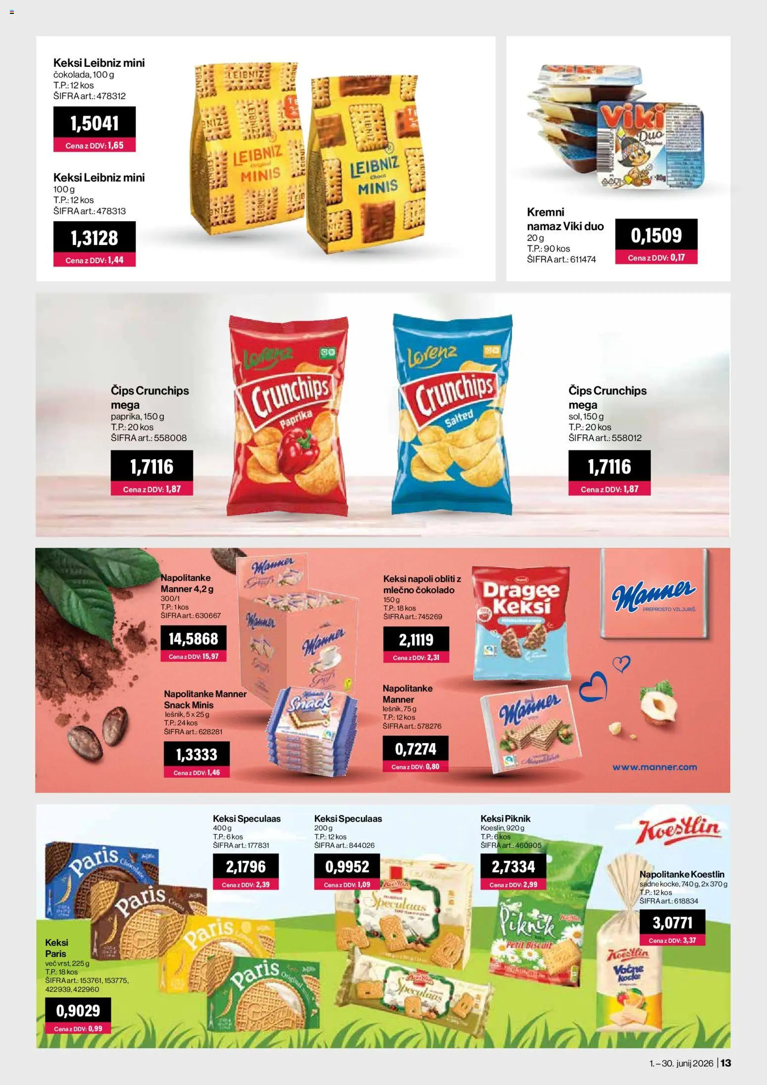 Novi Mercator katalog ponudbe – veljaven od 01.06.2026 | Stran: 13 | Izdelki: Keksi, Paprika, Namaz, Kos