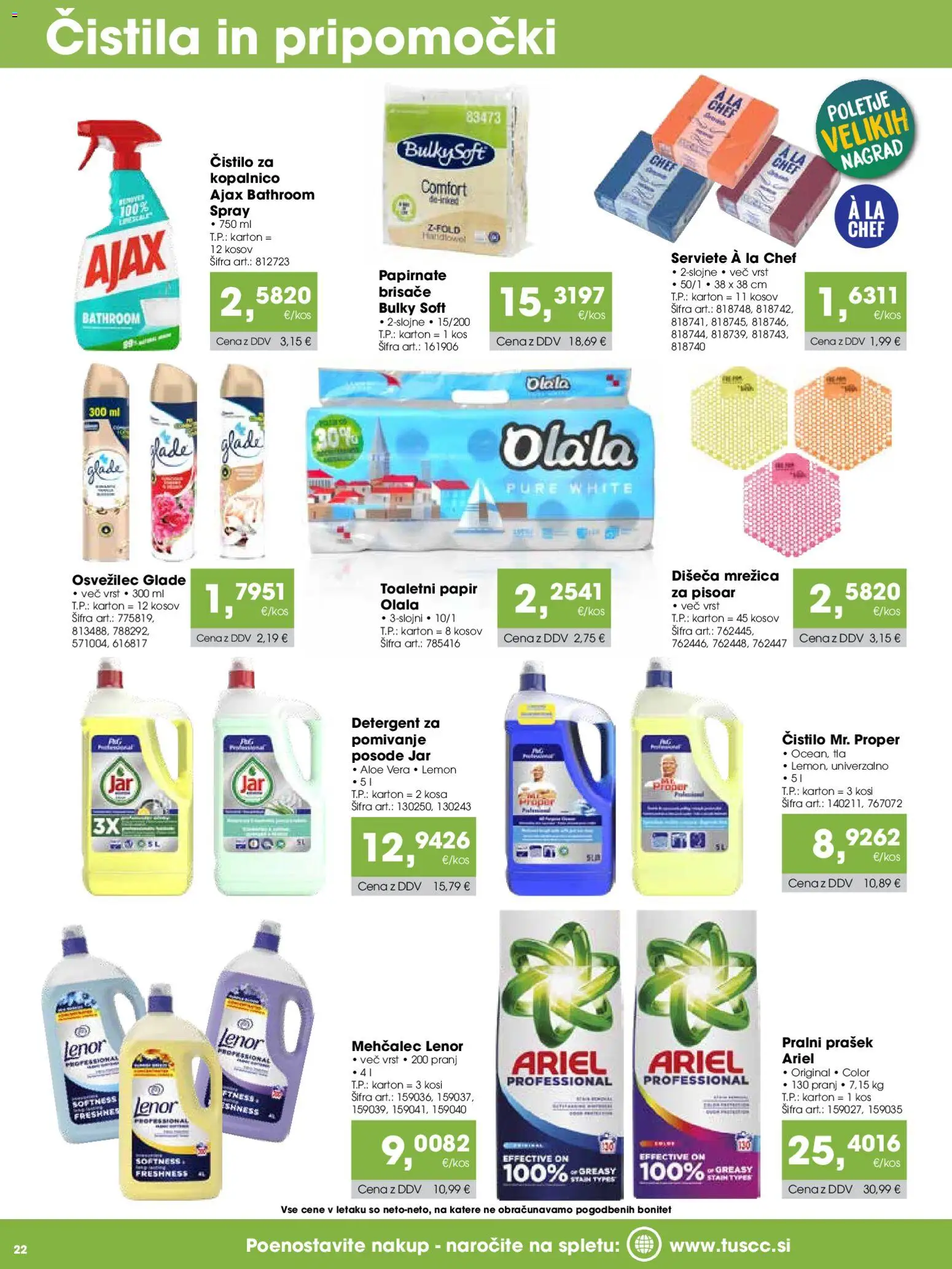 Novi Tuš katalog ponudbe – veljaven od 15.08.2026 | Stran: 22 | Izdelki: Mehčalec, Čistila, Mrežica, Detergent