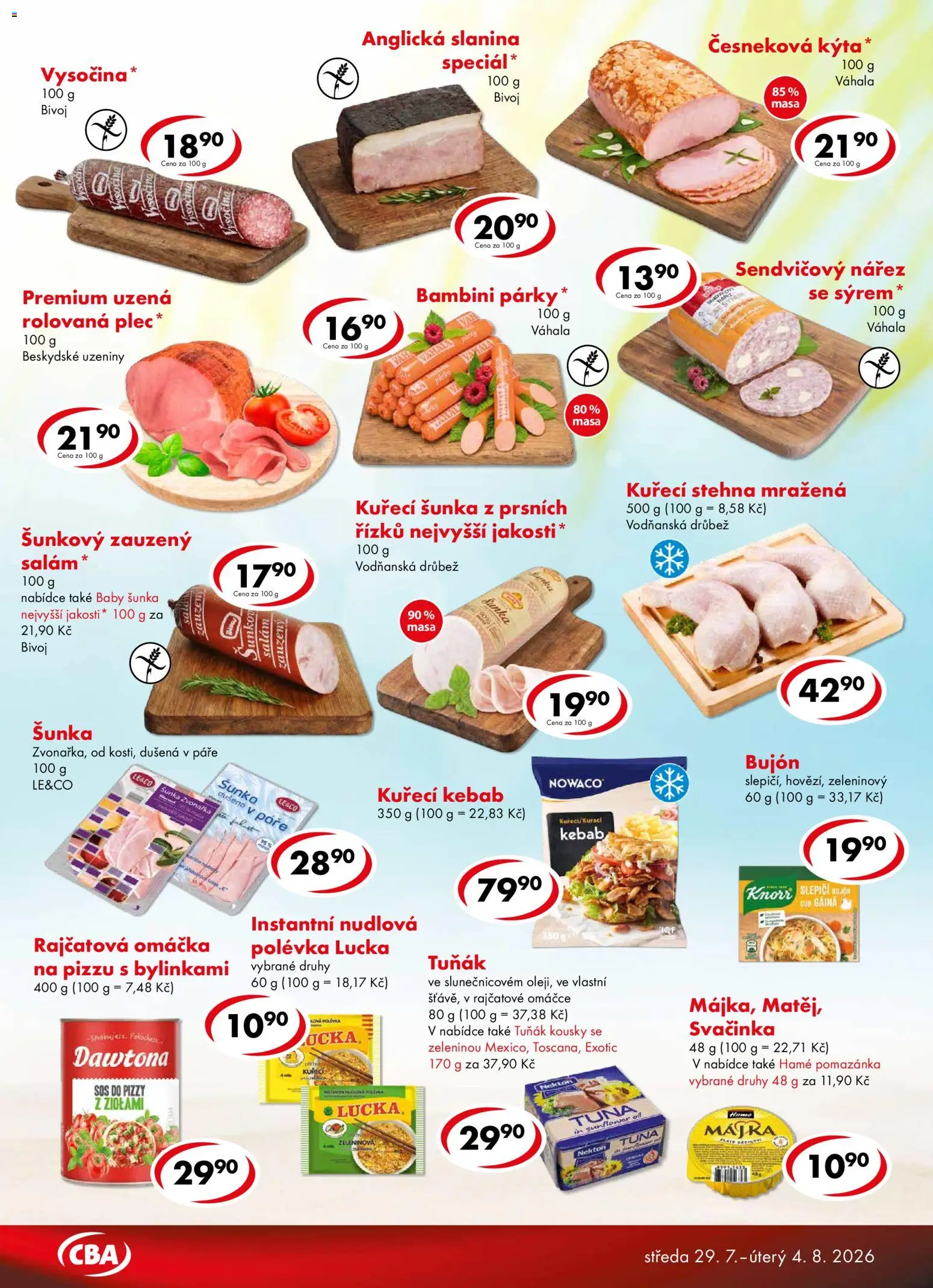 CBA leták - Premium od 29.07.2026 | Strana: 3 | Produkty: Šunka, Rajčatová omáčka, Kuřecí šunka, Kýta