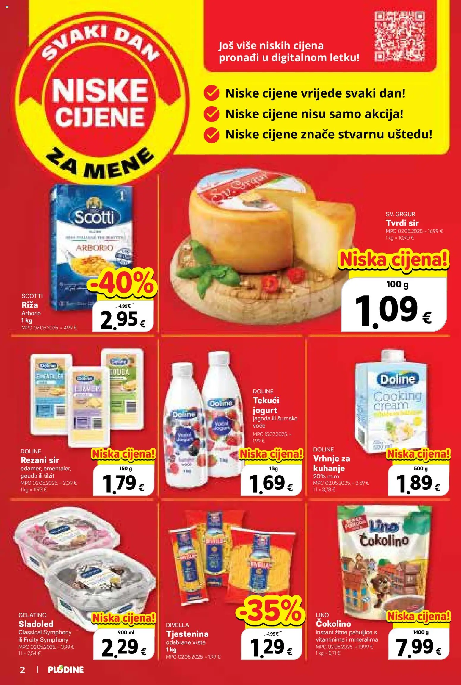 Plodine katalog | vrijedi od 09.09.2026 | Stranica: 2 | Proizvodi: Tekuci jogurt, Sir, Tjestenina, Voće