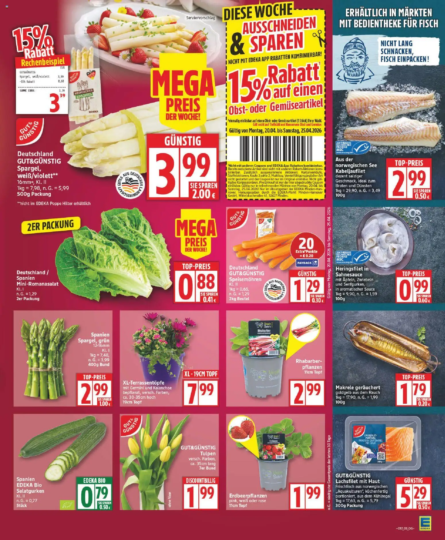 Edeka Prospekt 	 – gültig ab 20.04.2026 | Seite: 3 | Produkte: Vase, Fisch, Obst, Rhabarber