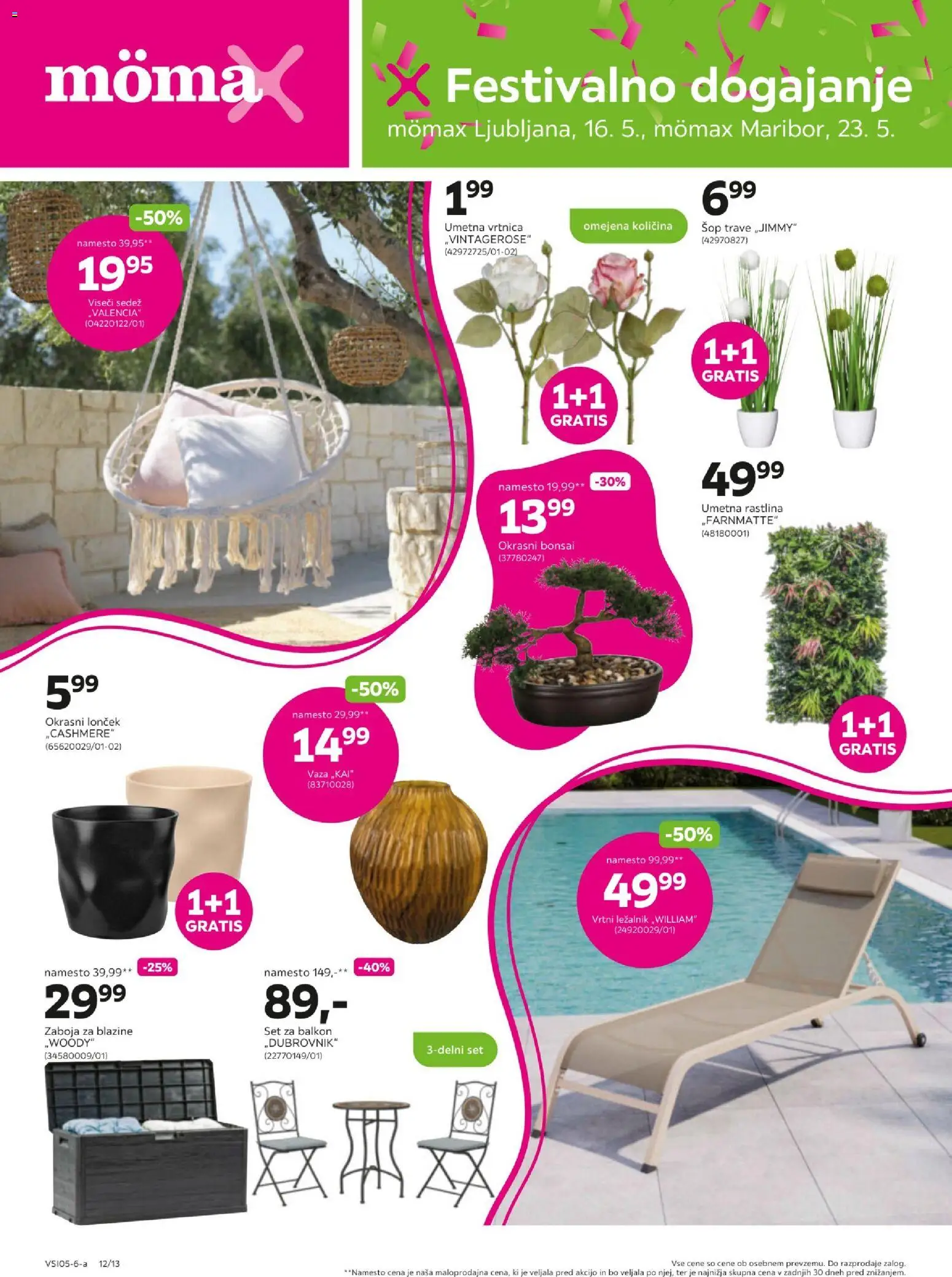 Novi Mömax katalog ponudbe – veljaven od 11.05.2026 | Stran: 12 | Izdelki: Ležalnik, Umetna rastlina, Okrasni loncek, Vaza