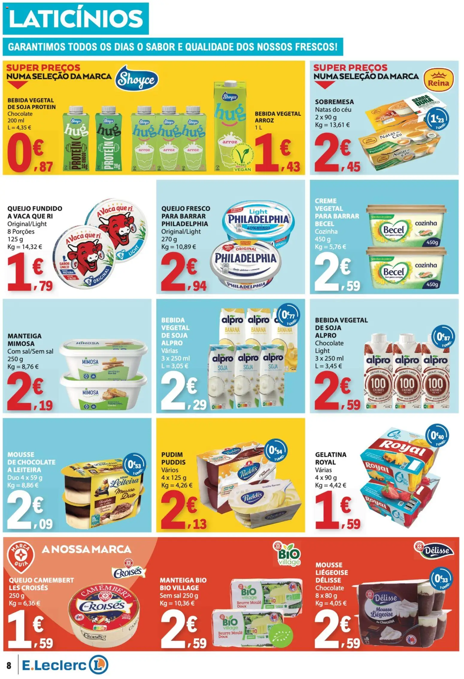 E.Leclerc folheto │ válido de 28.05.2026 | Página: 8 | Produtos: Soja, Gelatina, Arroz, Natas