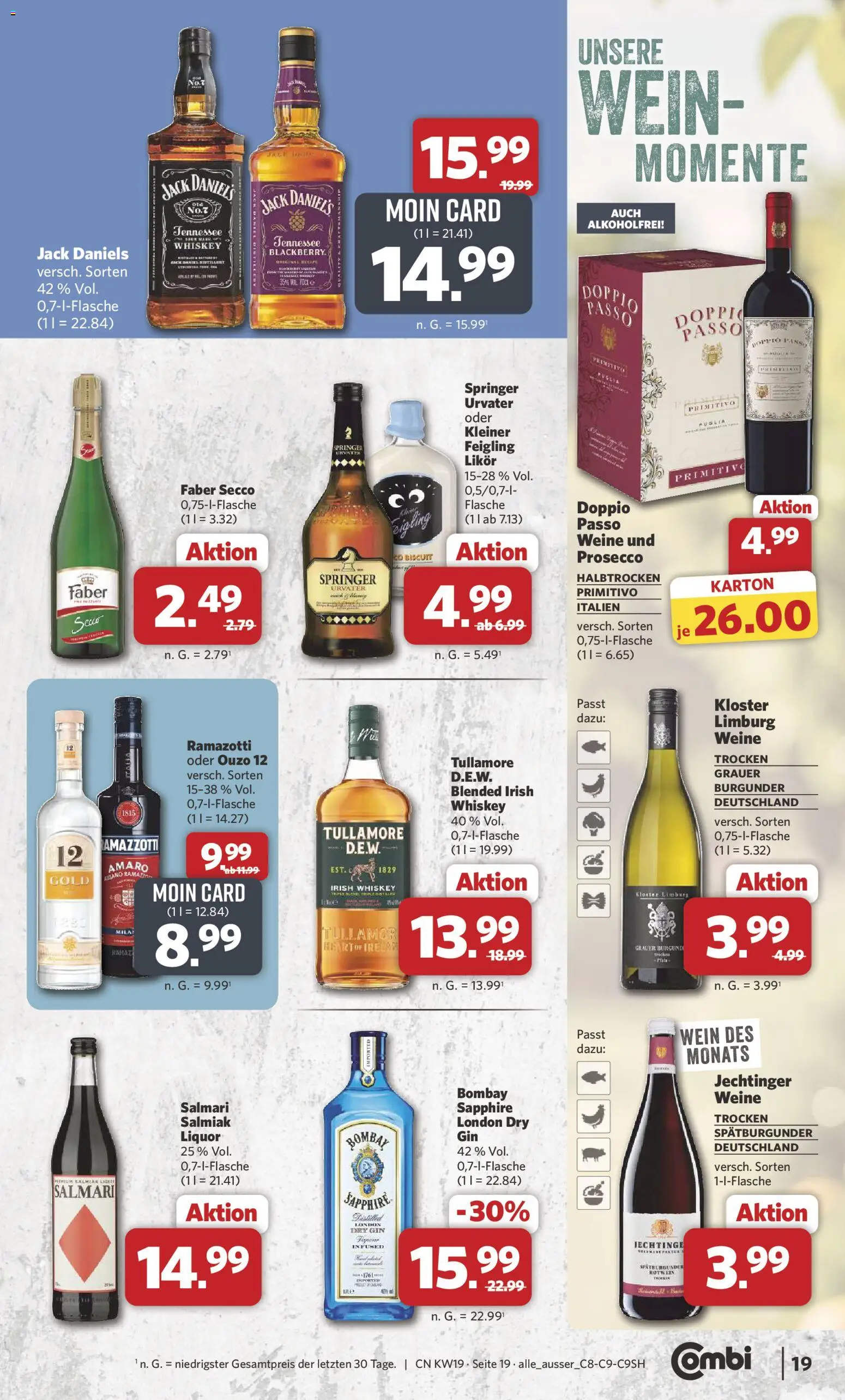 Combi Prospekt 	 – gültig ab 04.05.2026 | Seite: 19 | Produkte: Ouzo, Rotwein, Prosecco, Gin