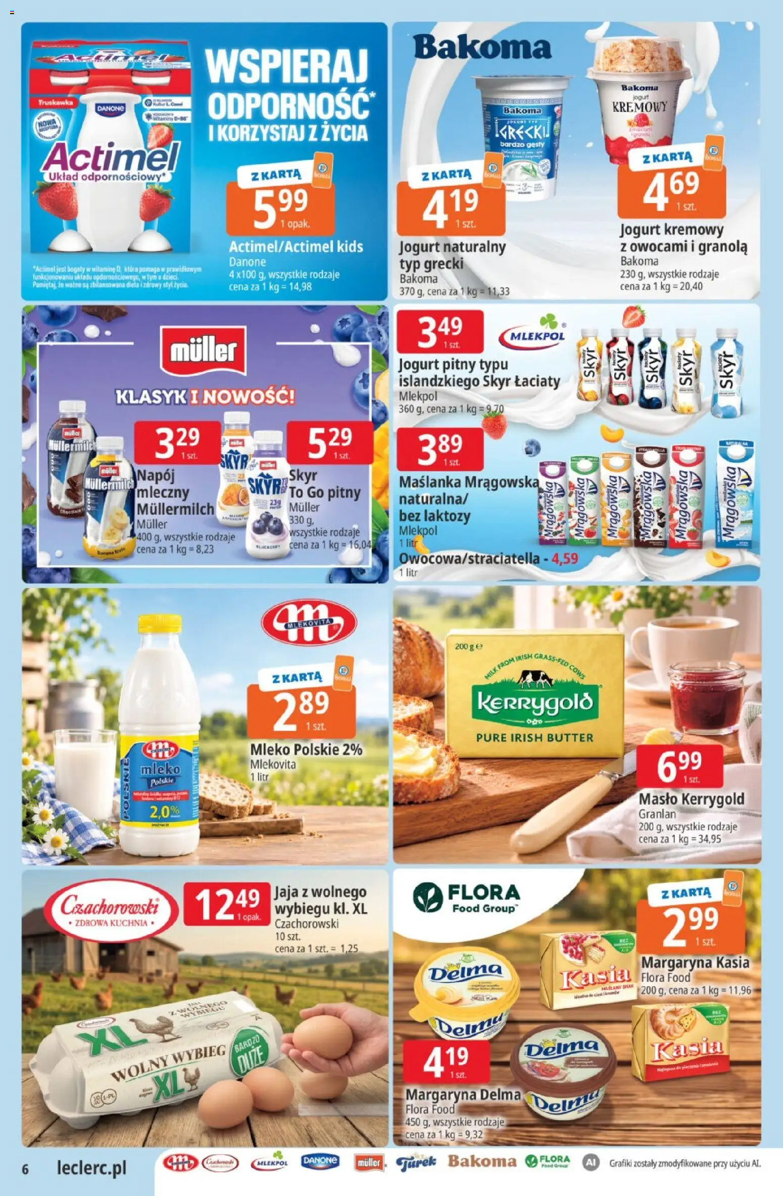 E.Leclerc gazetka od 22.09.2026 | Strona: 6 | Produkty: Bez laktozy, Granola, Actimel, Masło