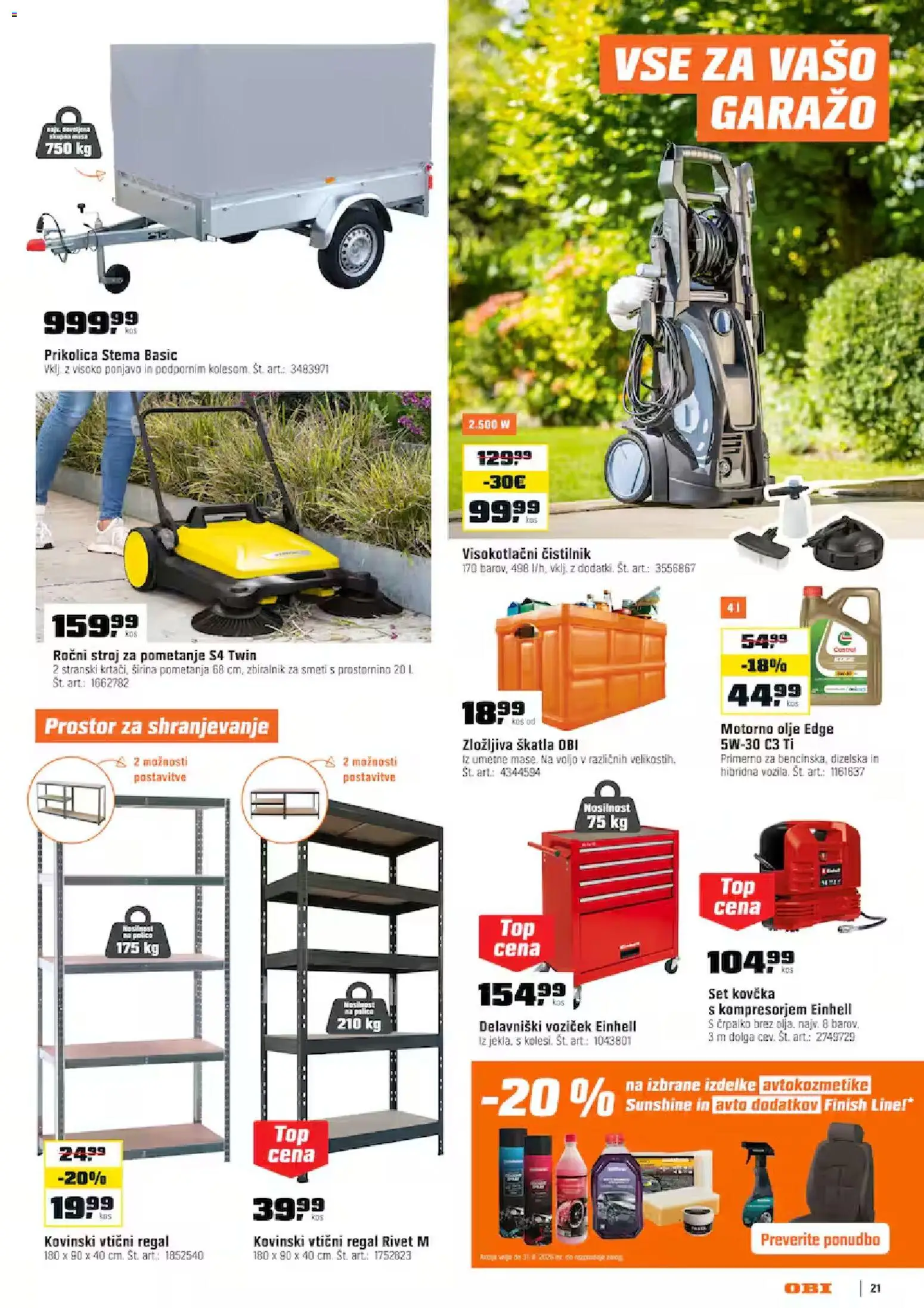 Novi OBI katalog ponudbe – veljaven od 02.07.2026 | Stran: 21 | Izdelki: Skatla, Kos, Regal, Voziček