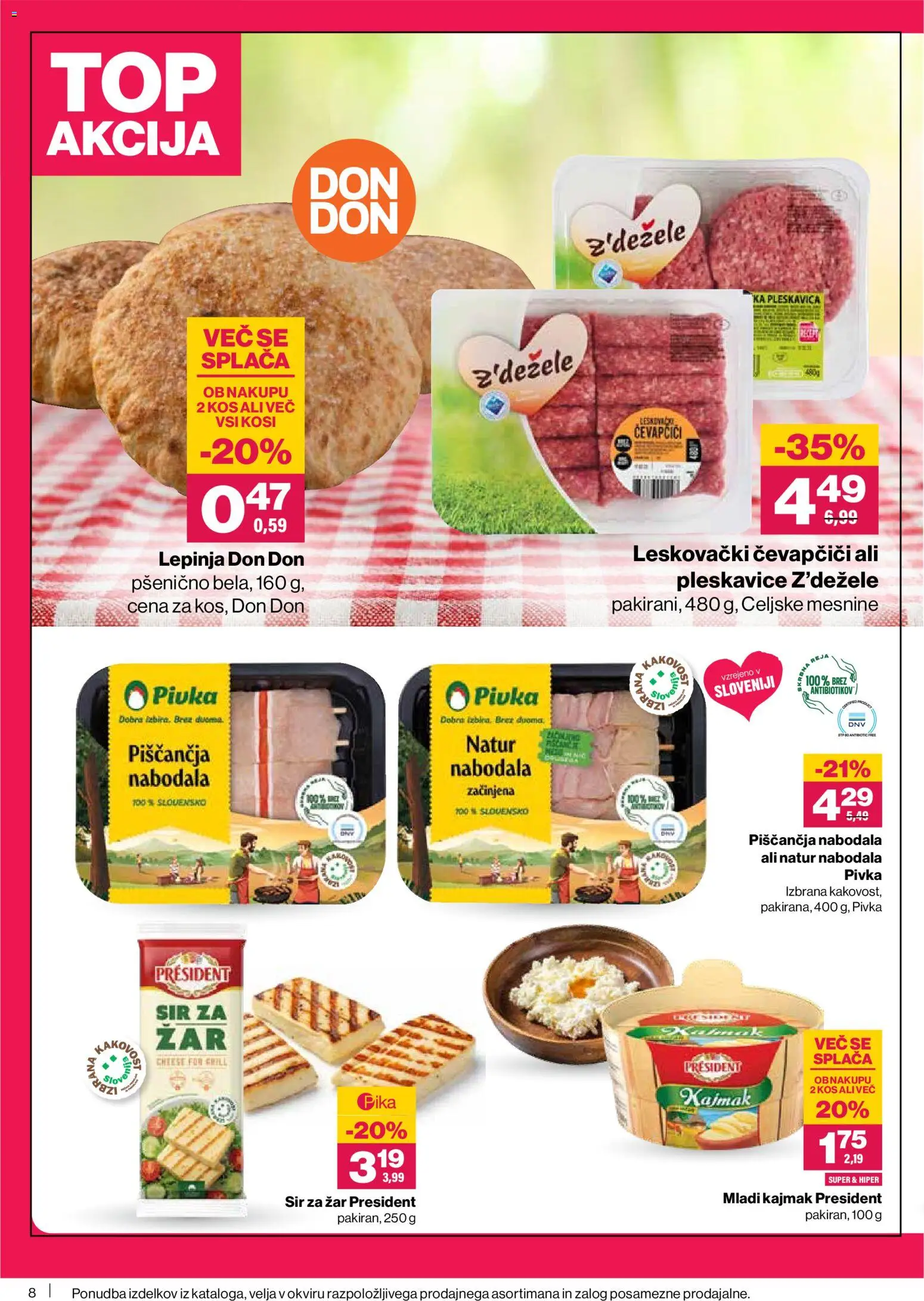 Novi Mercator katalog ponudbe – veljaven od 11.06.2026 | Stran: 8 | Izdelki: Kajmak, Pleskavice, Kos, Nabodala
