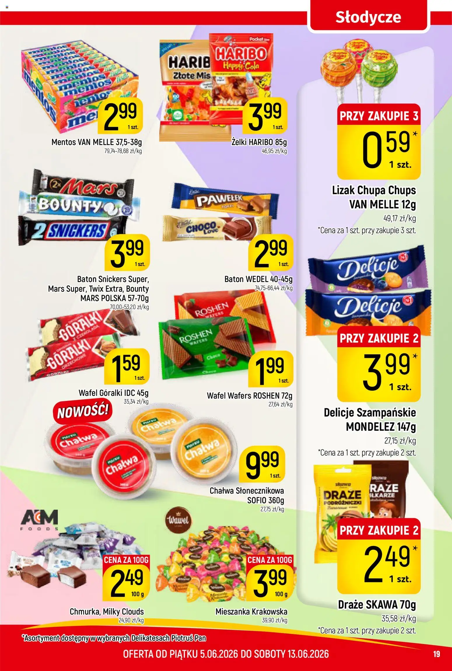 Piotruś Pan gazetka od 05.06.2026 | Strona: 19 | Produkty: Żelki haribo, Mieszanka krakowska, Baton, Żelki