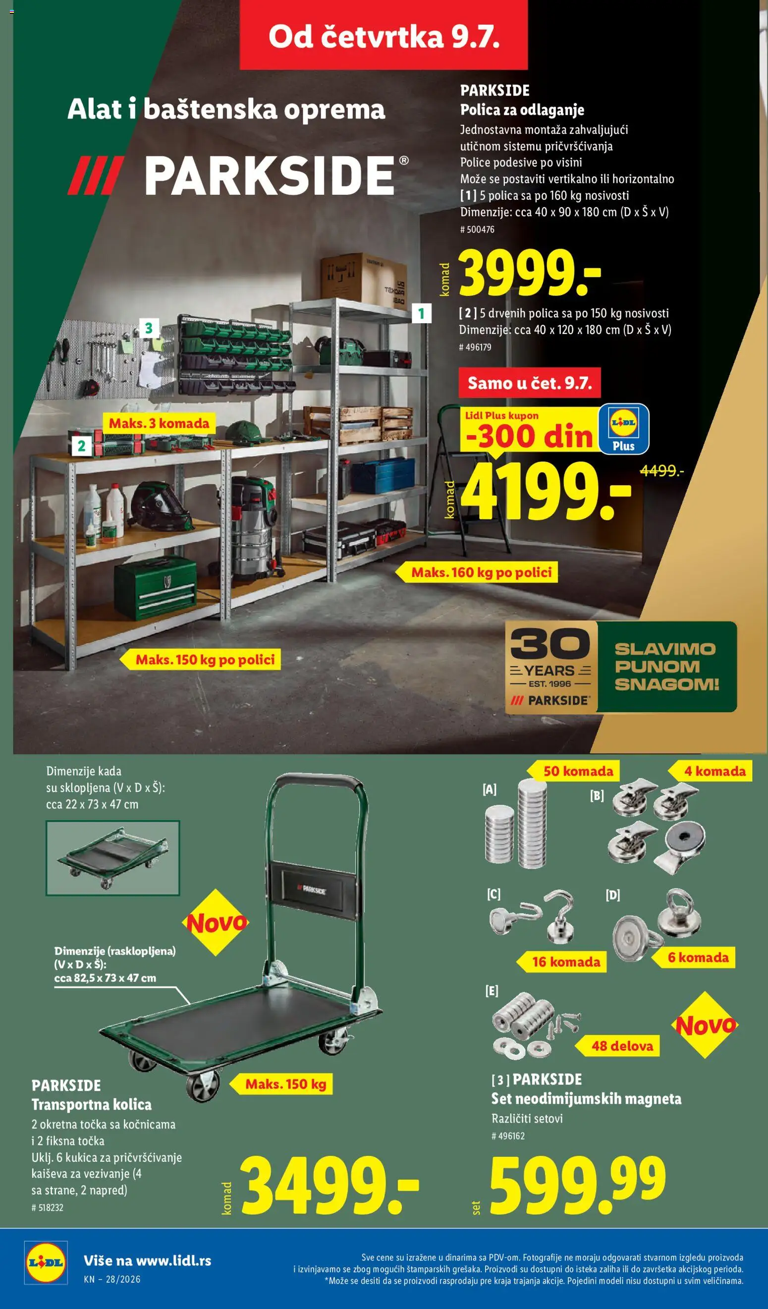Lidl katalog - važi od 09.07.2026 | Strana: 72 | Proizvode: Parkside, Polica, Kolica, Transportna kolica