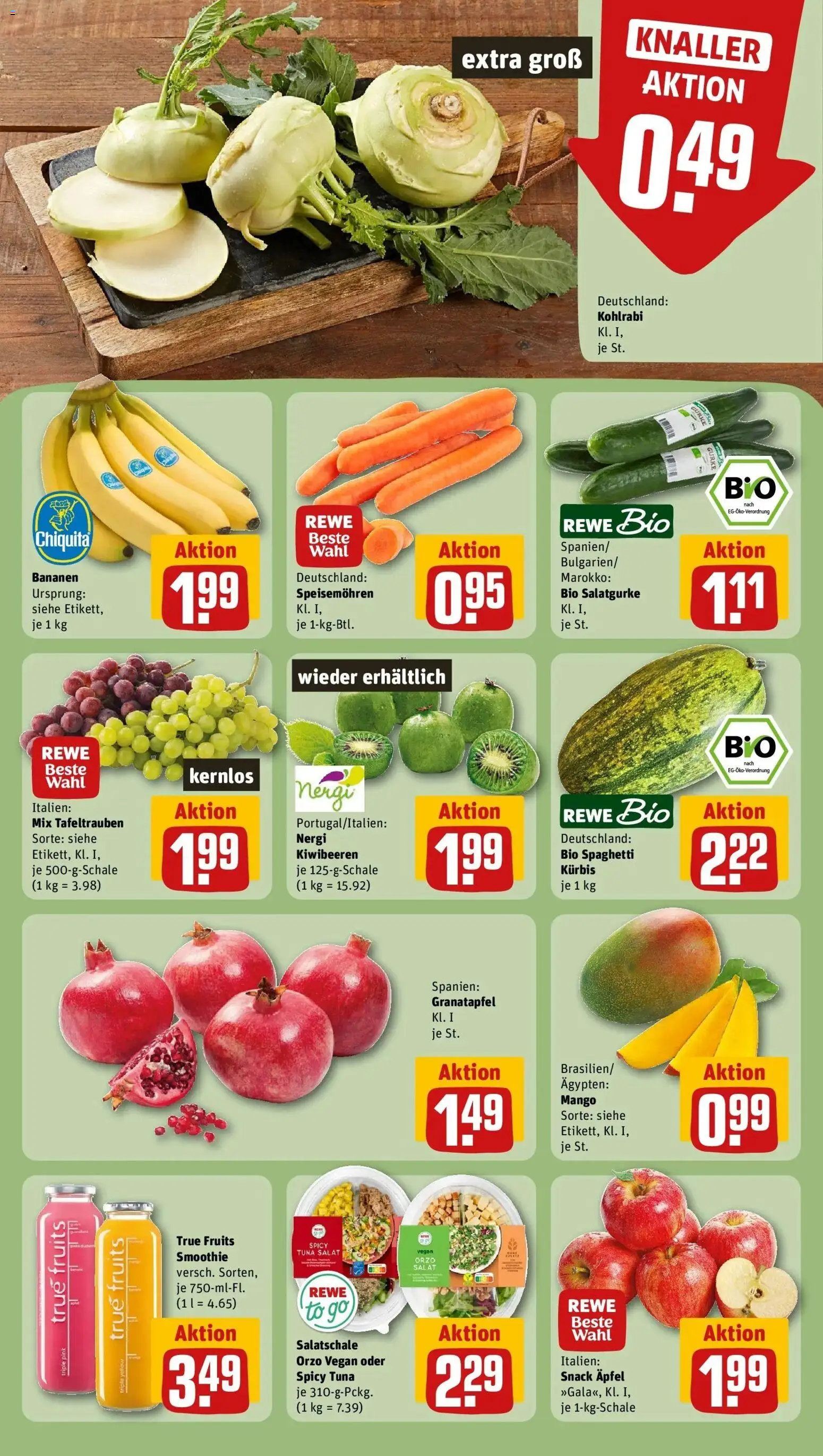 REWE Prospekt ab 14.09.2026 zum Blättern » Angebote | Seite: 4 | Produkte: Granatapfel, Kohlrabi, Bananen, Kürbis