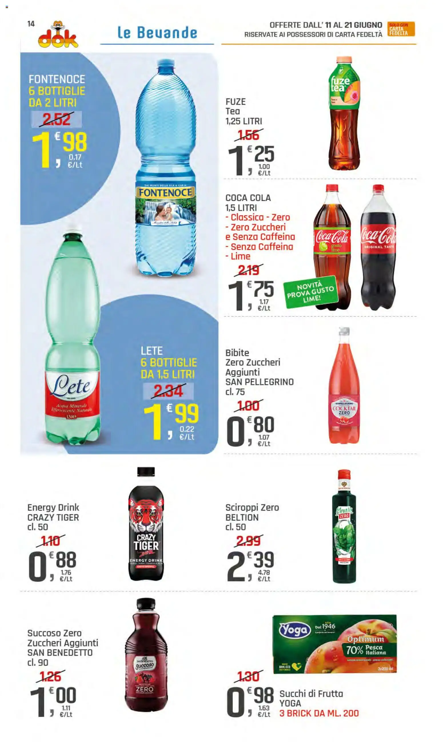 Volantino DOK del 11.06.2026 | Pagina: 14 | Prodotti: Acqua, Frutta, Bibite, Coca Cola